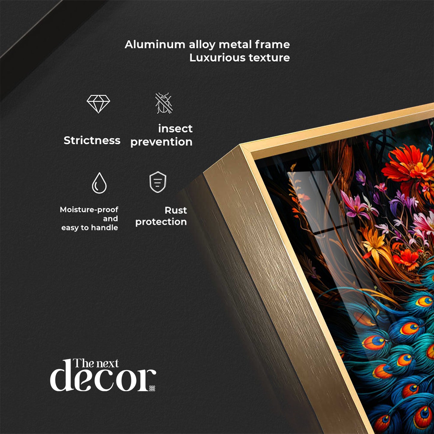 Surreal Peacock With Red Blossom Premium Acrylic Horizontal Wall Art