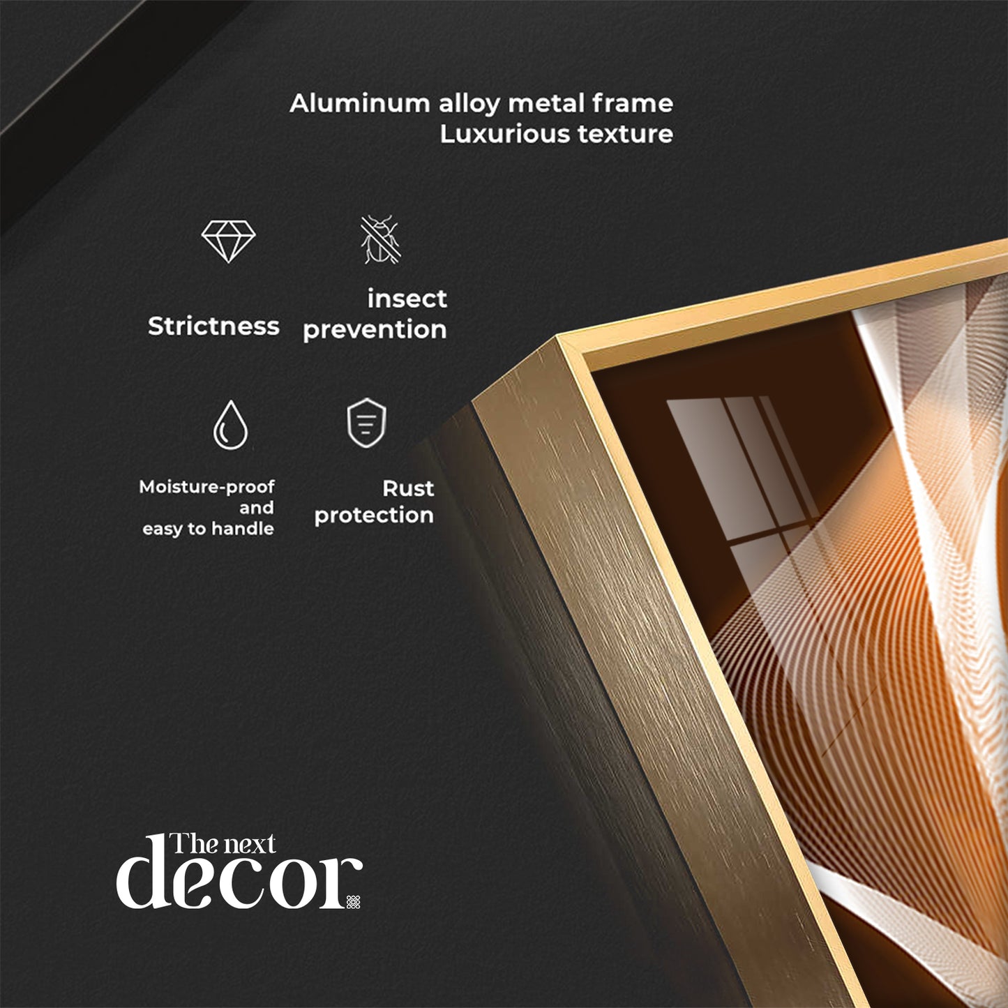 Golden White Wavy Lines Premium Acrylic Vertical Wall Art