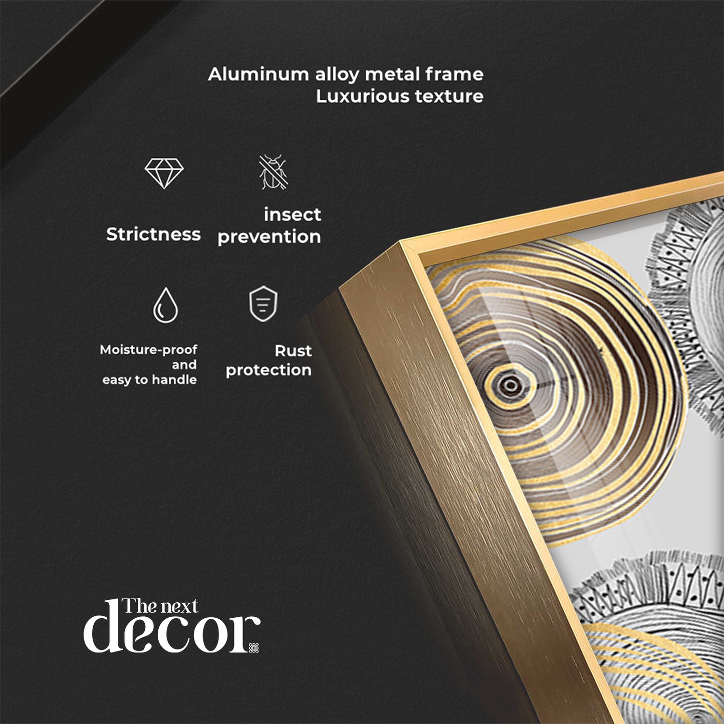 Spiral Gold & Black Design Premium Acrylic Vertical Wall Art