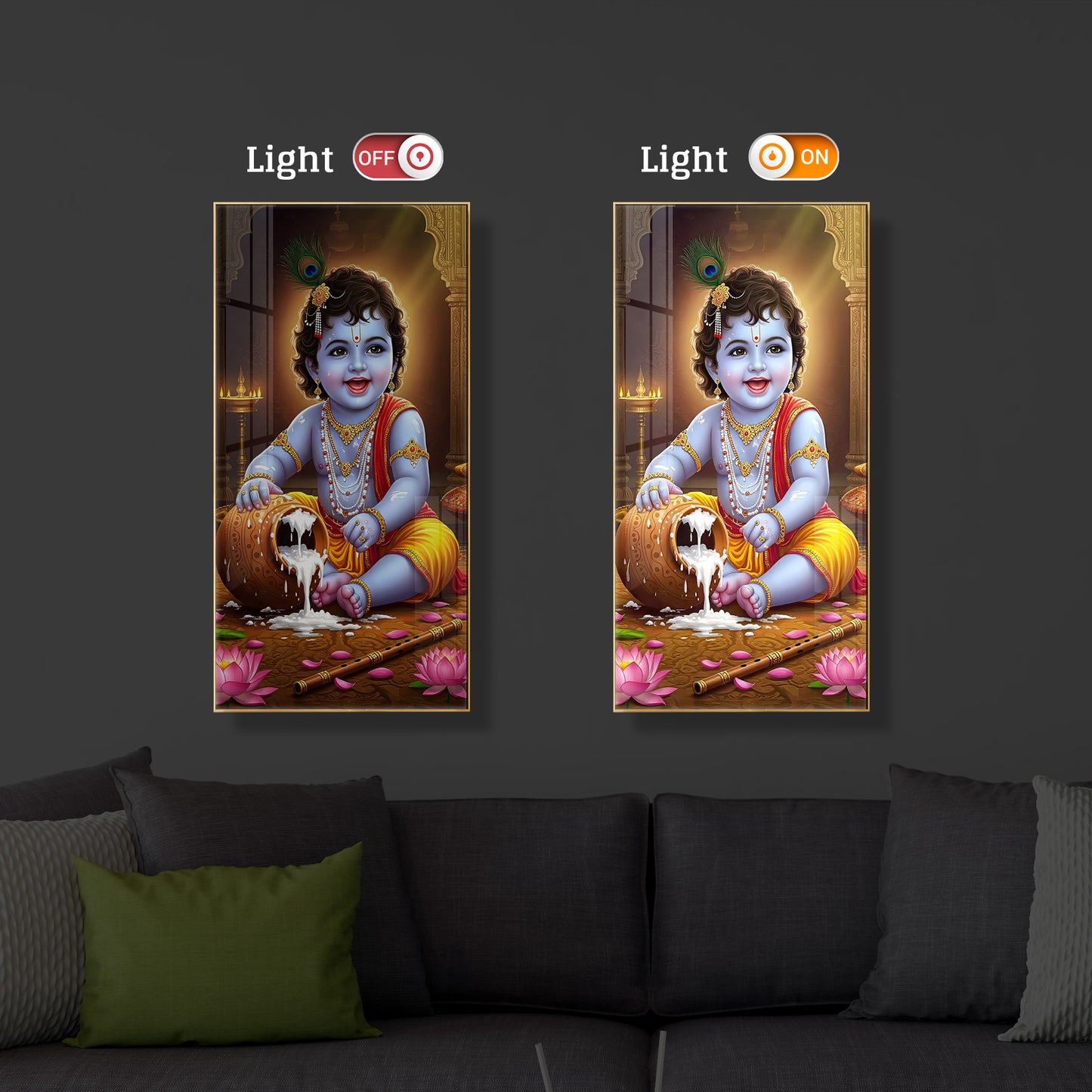 Bal Krishna Modern Luxury Backlight Vertical Wall Art
