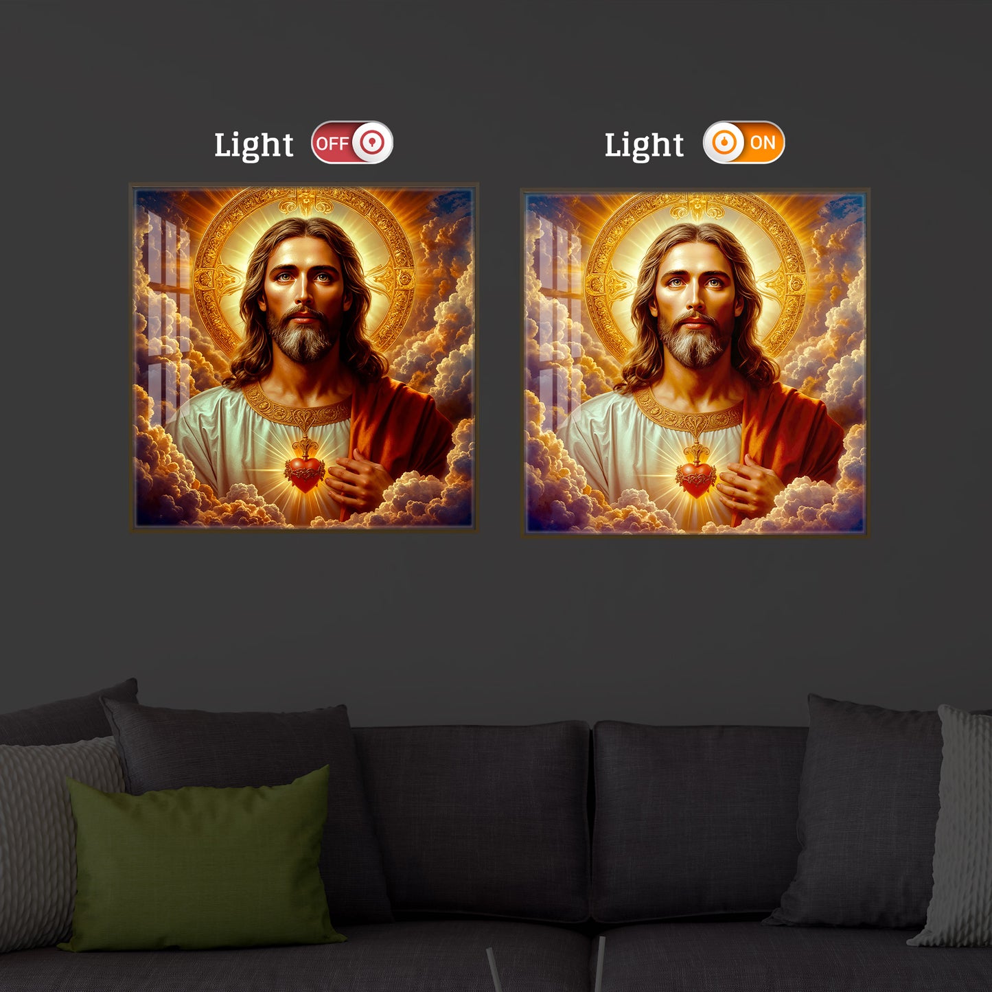 Lord Jesus Modern Luxury Backlight Square Wall Art