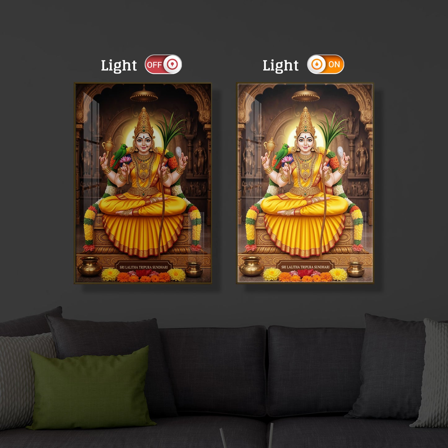 Sri Vidhya Sadhana Modern Luxury Backlight Vertical Wall Art