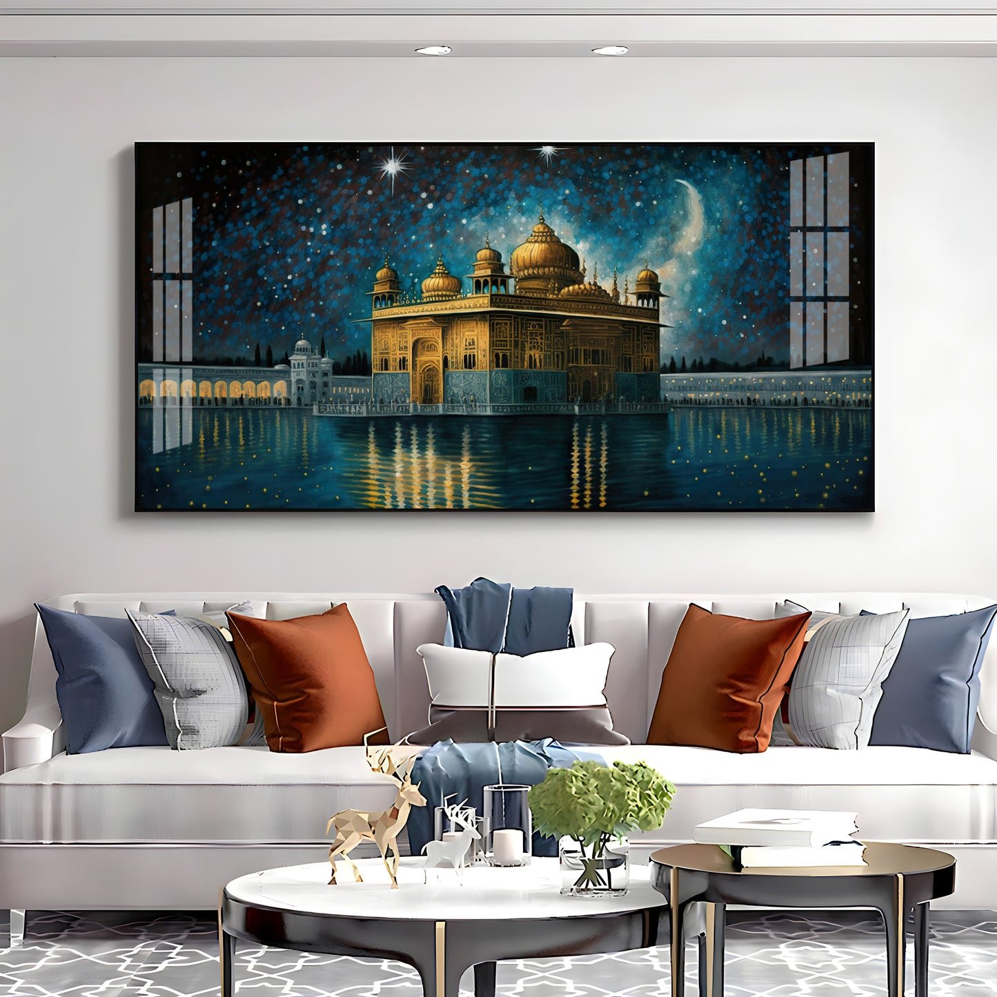 Beautiful Golden Temple With Constellation Premium Acrylic Horizontal Wall Art