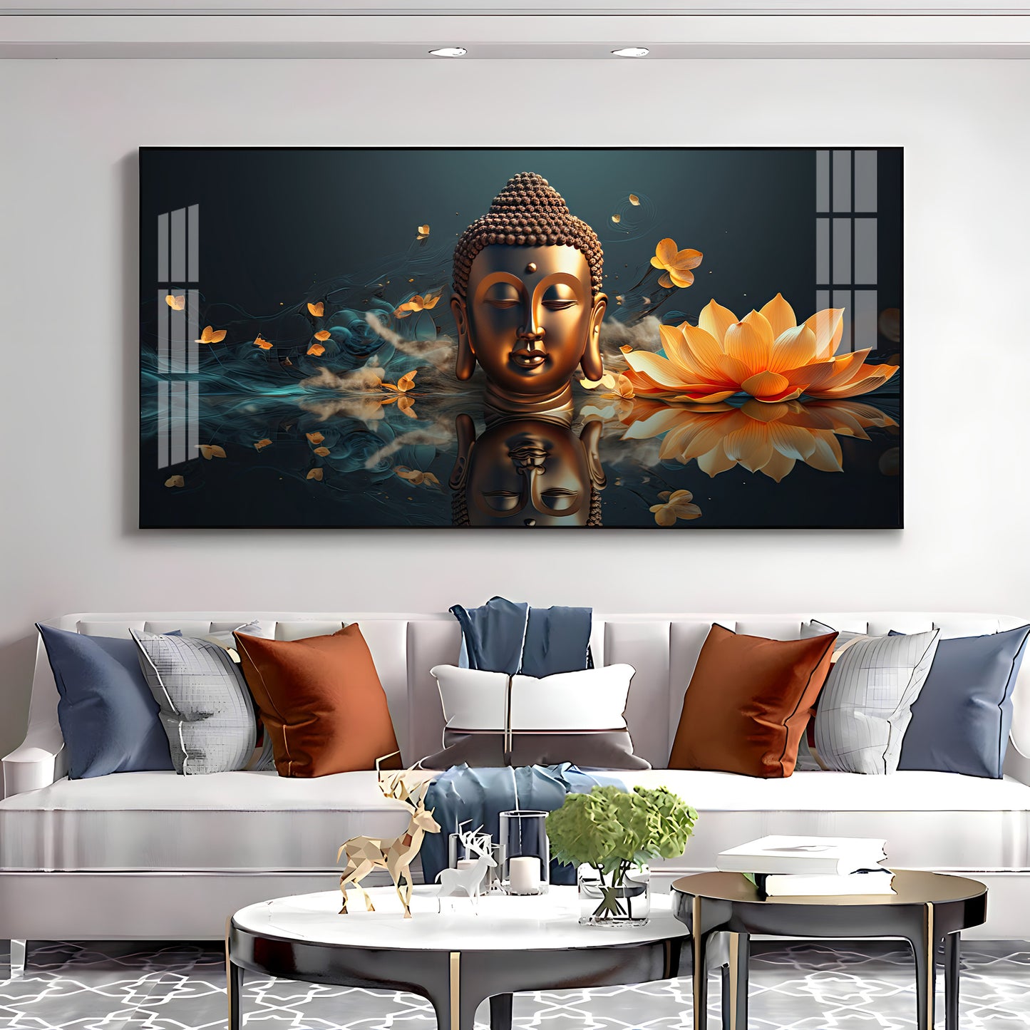 Descent Buddha Luxury Crystal Horizontal Wall Art