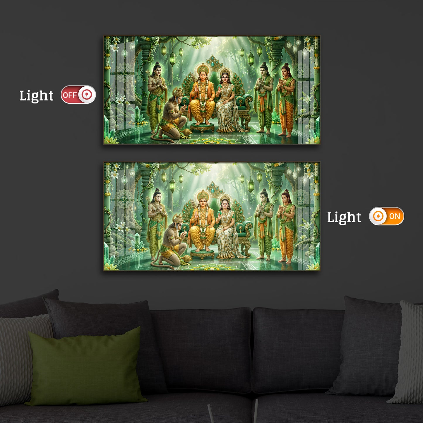 Siya Ram Ji Modern Luxury Backlight Horizontal Wall Art