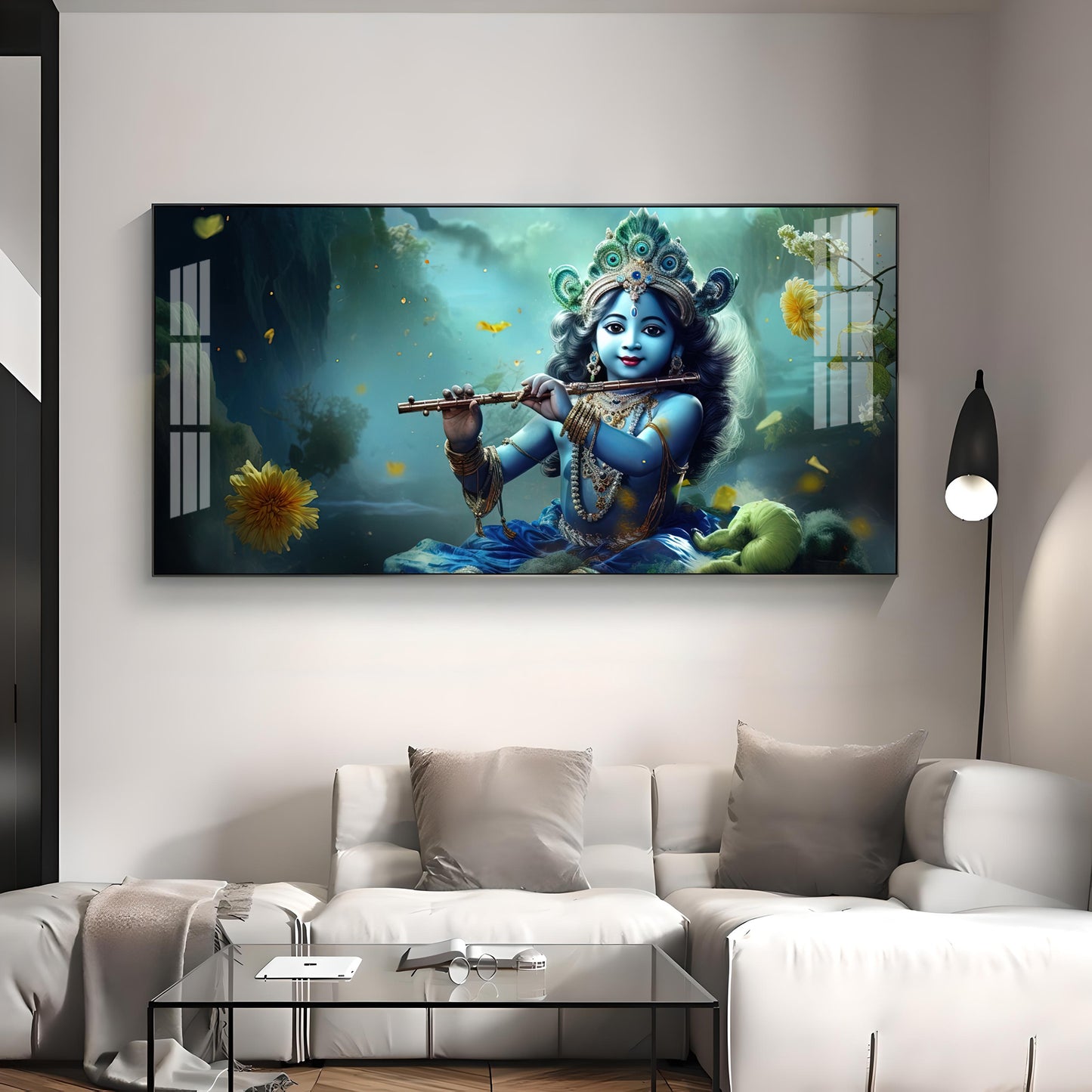 Childhood Krishna With Diadem Premium Acrylic Horizontal Wall Art