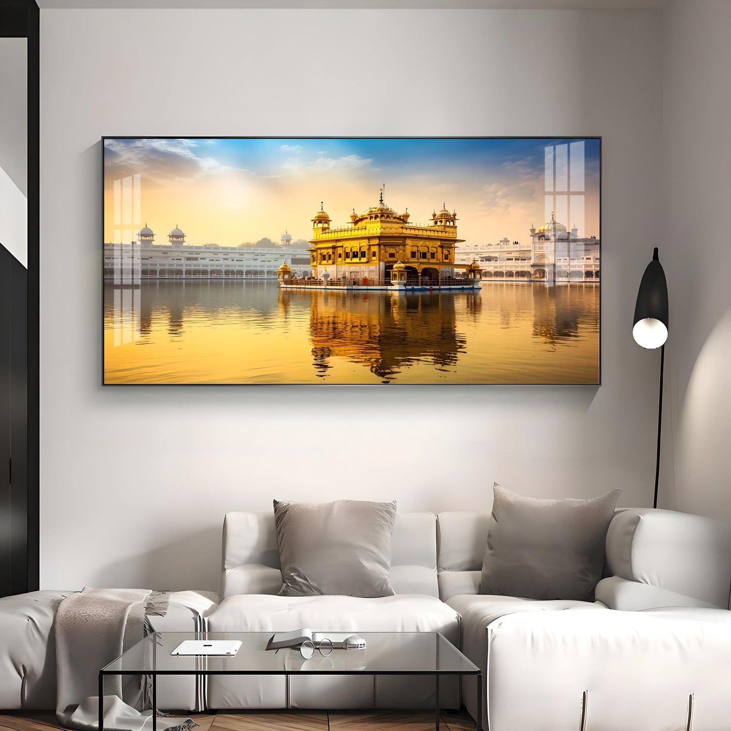 Golden Glory Premium Acrylic Horizontal Wall Art - 40X20 inches / Gold