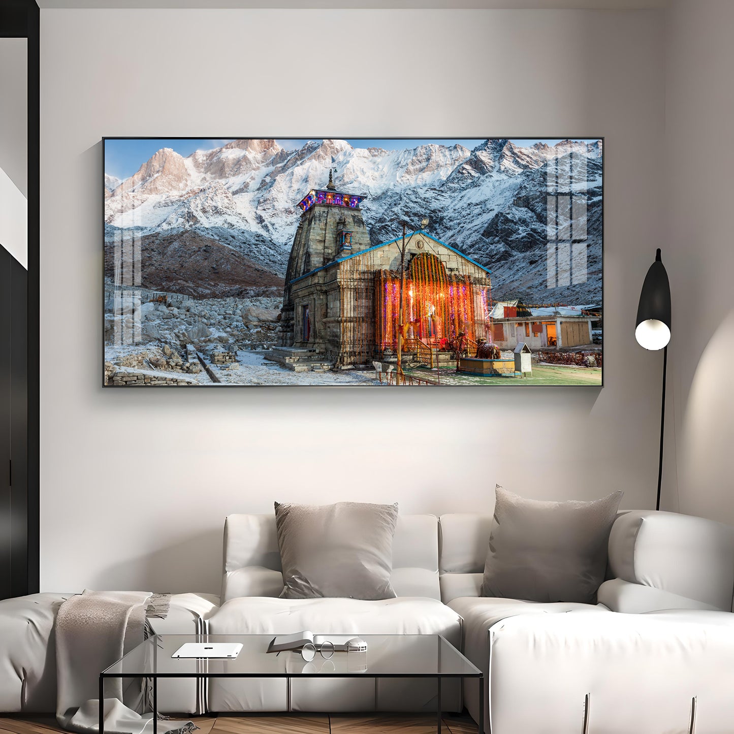 Holy Kedarnath Temple Premium Acrylic Horizontal Wall Art