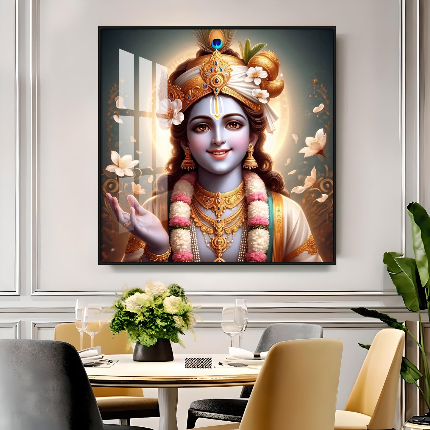 Hare Krishna Luxury Crystal Square Wall Art