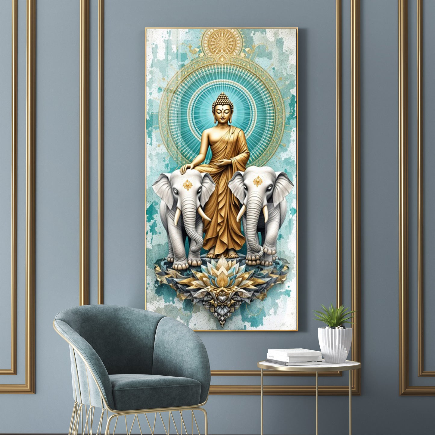 Elephants Mural Premium Acrylic Vertical Wall Art