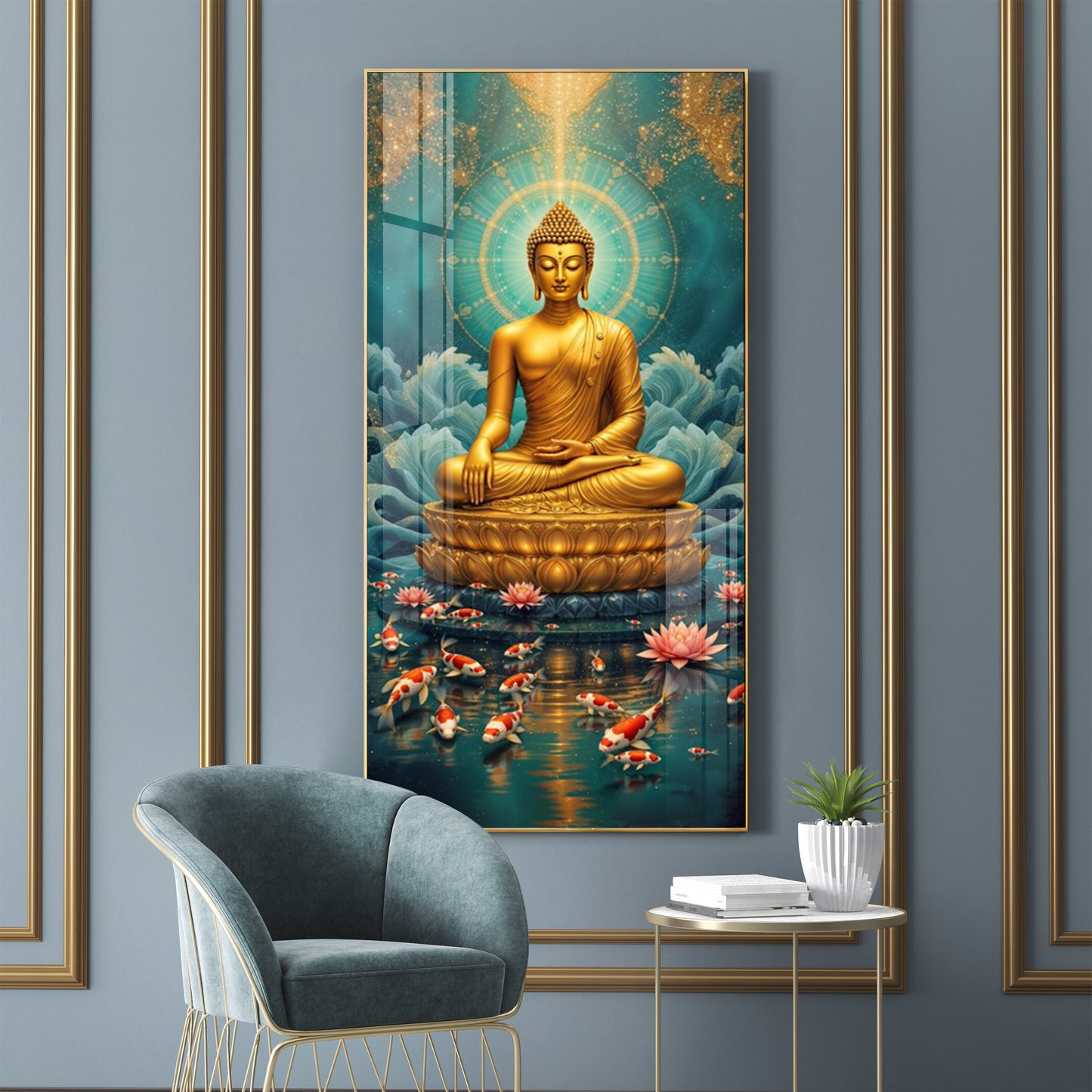 Calm Buddha Musing Premium Acrylic Vertical Wall Art