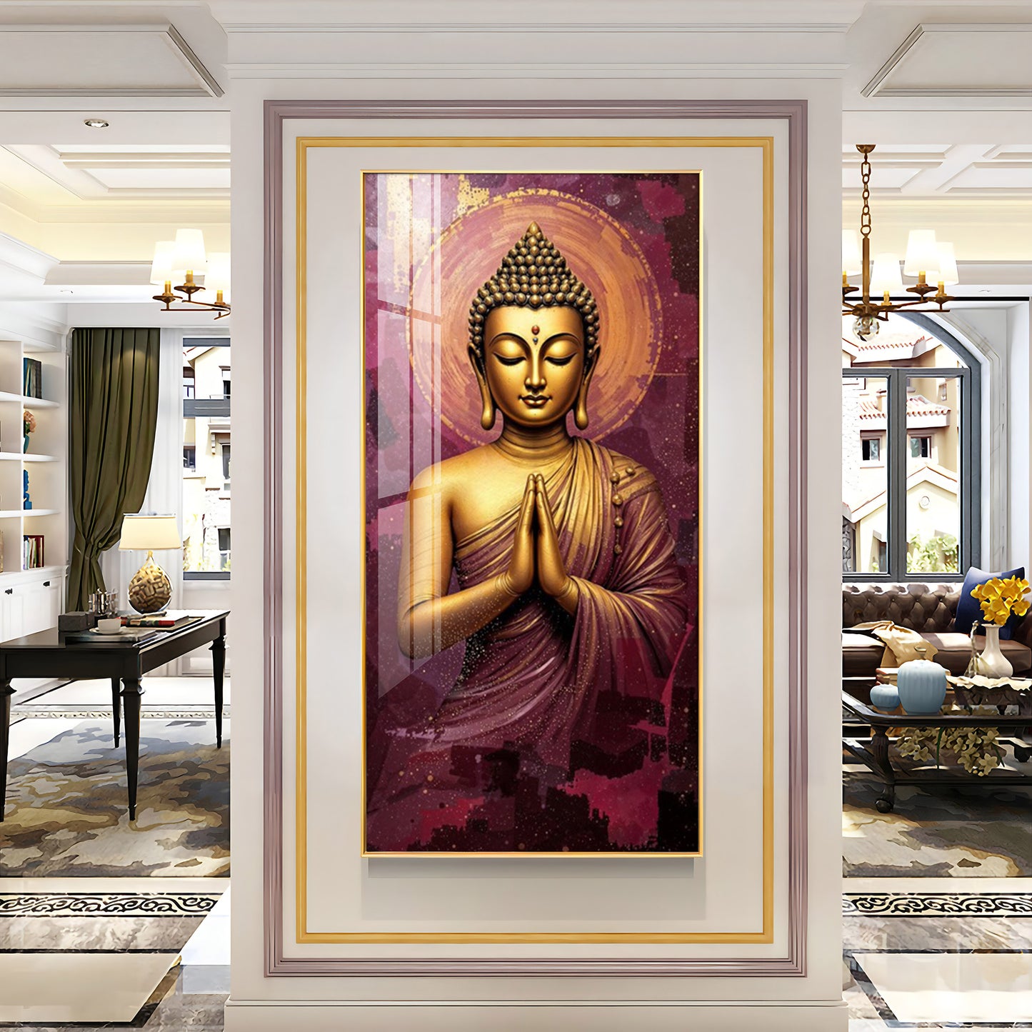 Buddha Is Praying Premium Acrylic Vertical Wall Art