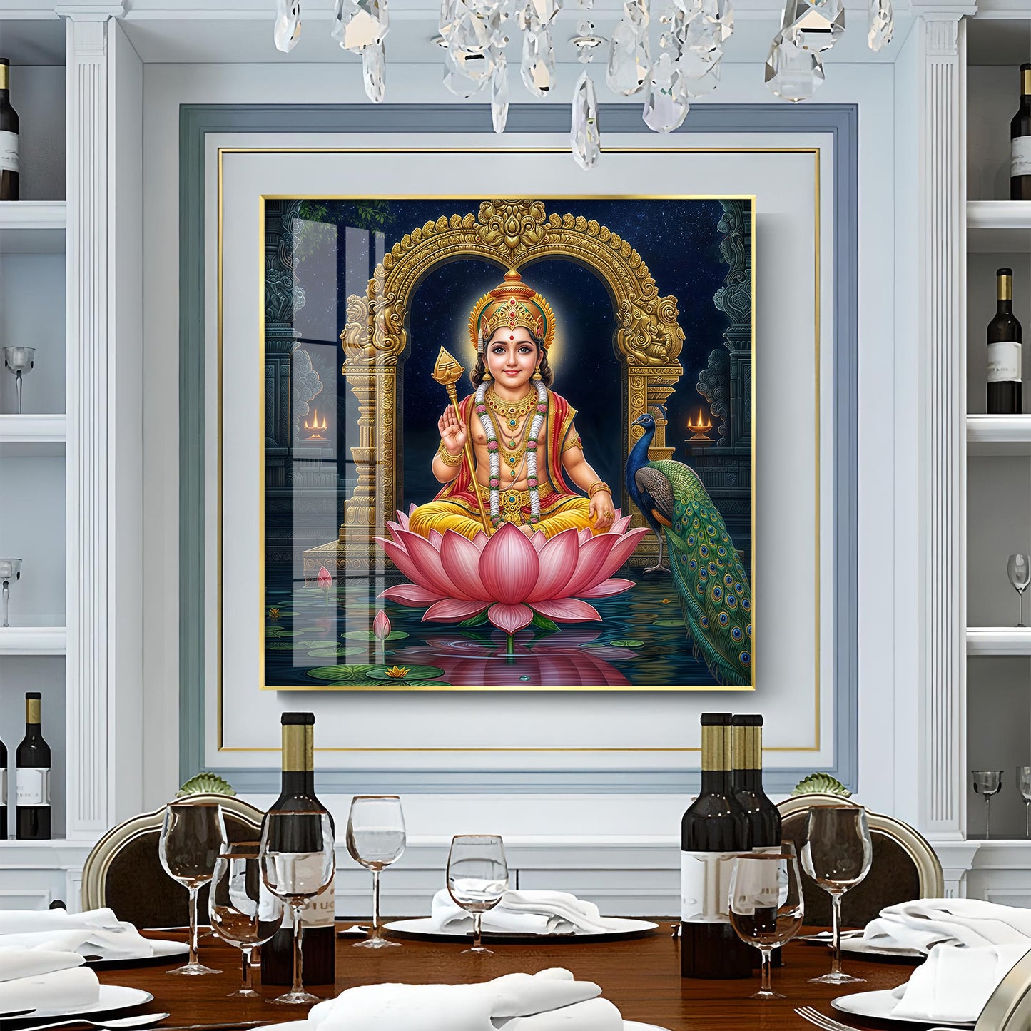 Divine Goddess Laxmi Maa Premium Acrylic Square Wall Art