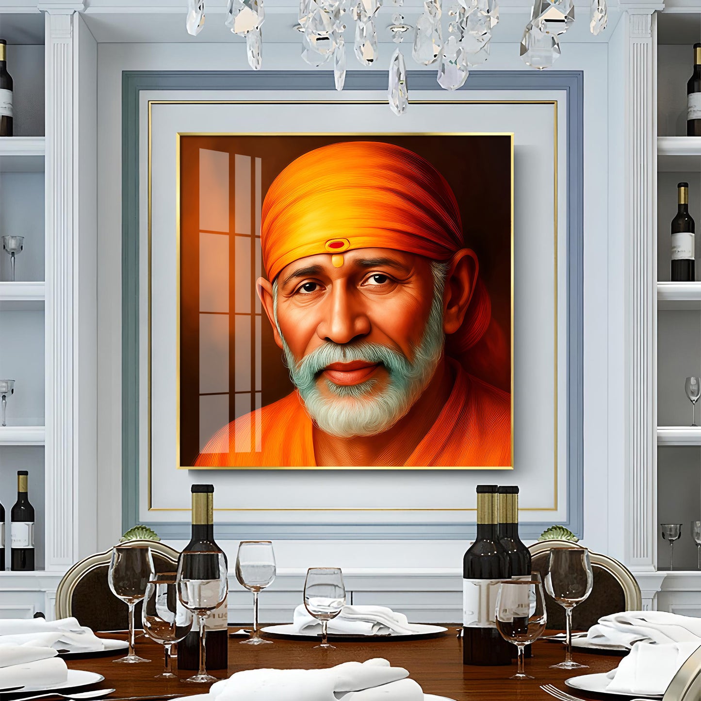 Shridi Sai Baba Premium Acrylic Square Wall Art