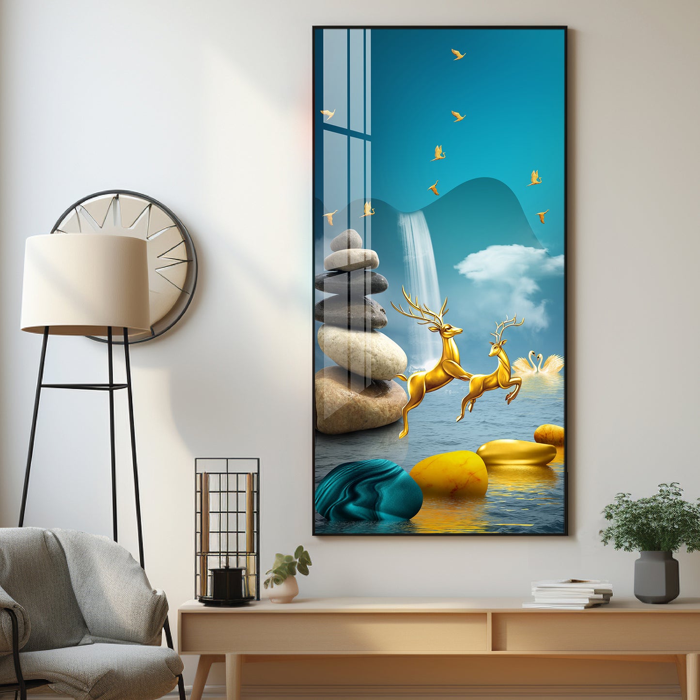 Fengshui Fortune Deer Premium Acrylic Vertical Wall Art