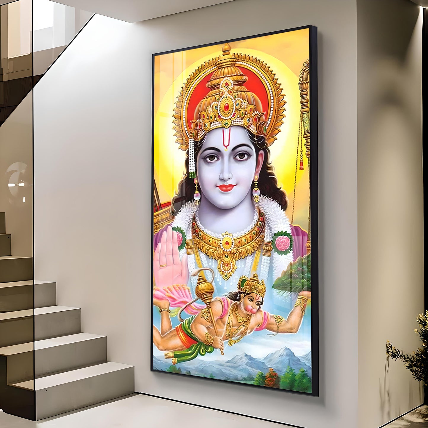 Jai Shree Ram Jai Veer Hanuman Premium Acrylic Vertical Wall Art