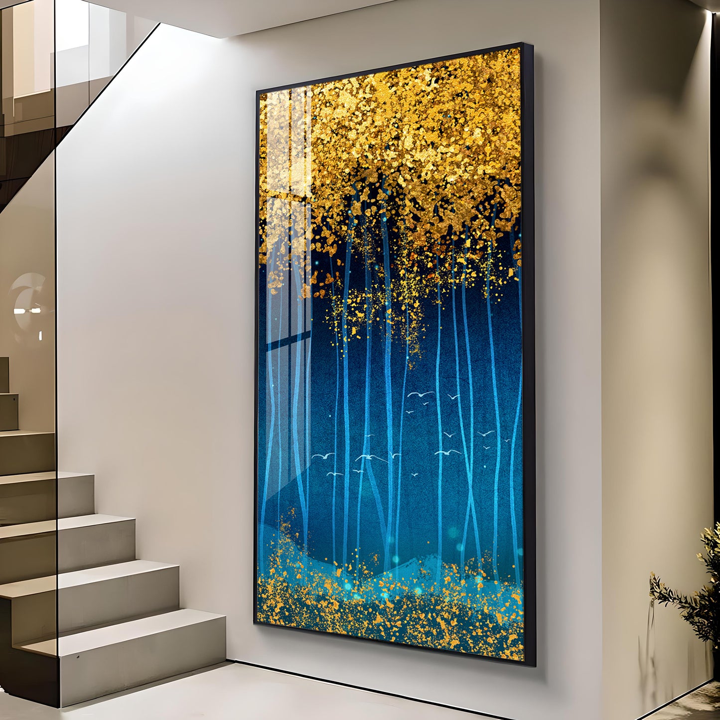 Sparkling Leaves Premium Acrylic Vertical Wall Art