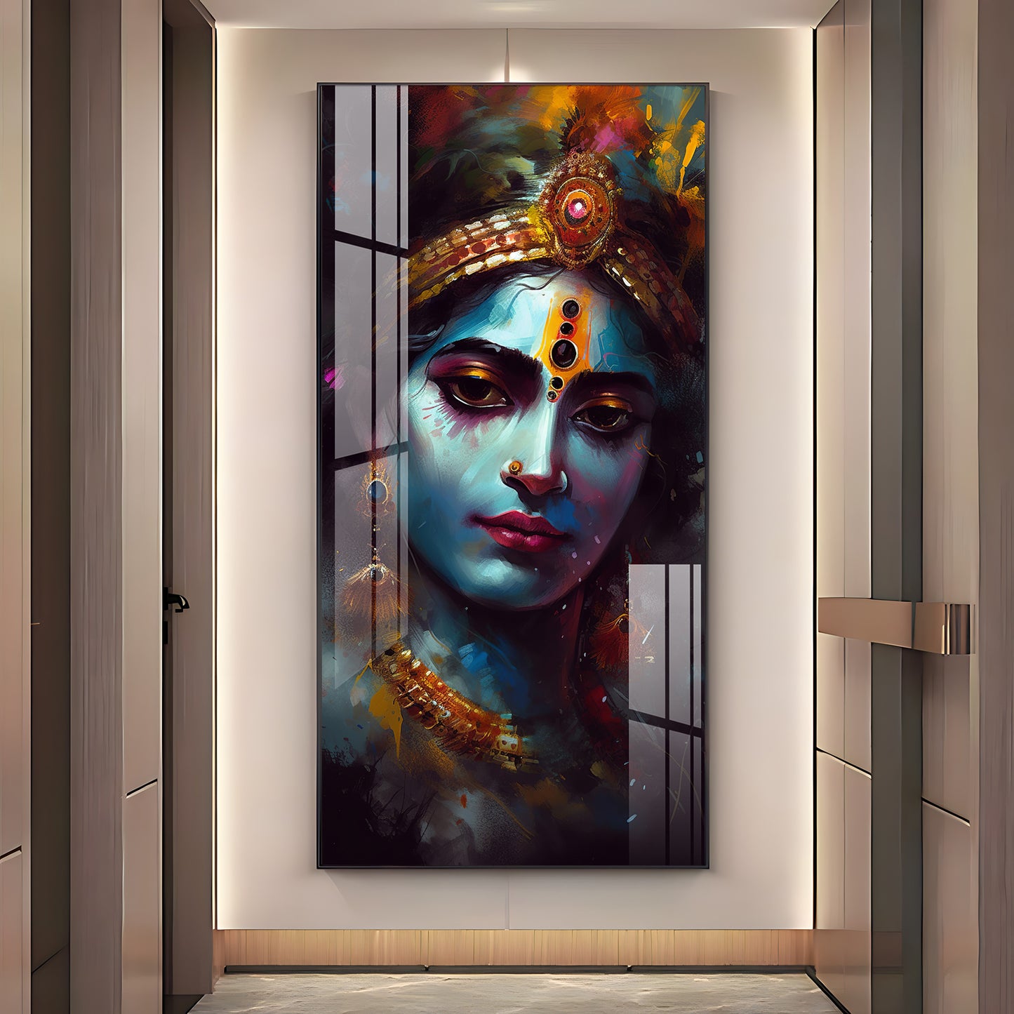 Divine Shri Krishna Premium Acrylic Vertical Wall Art