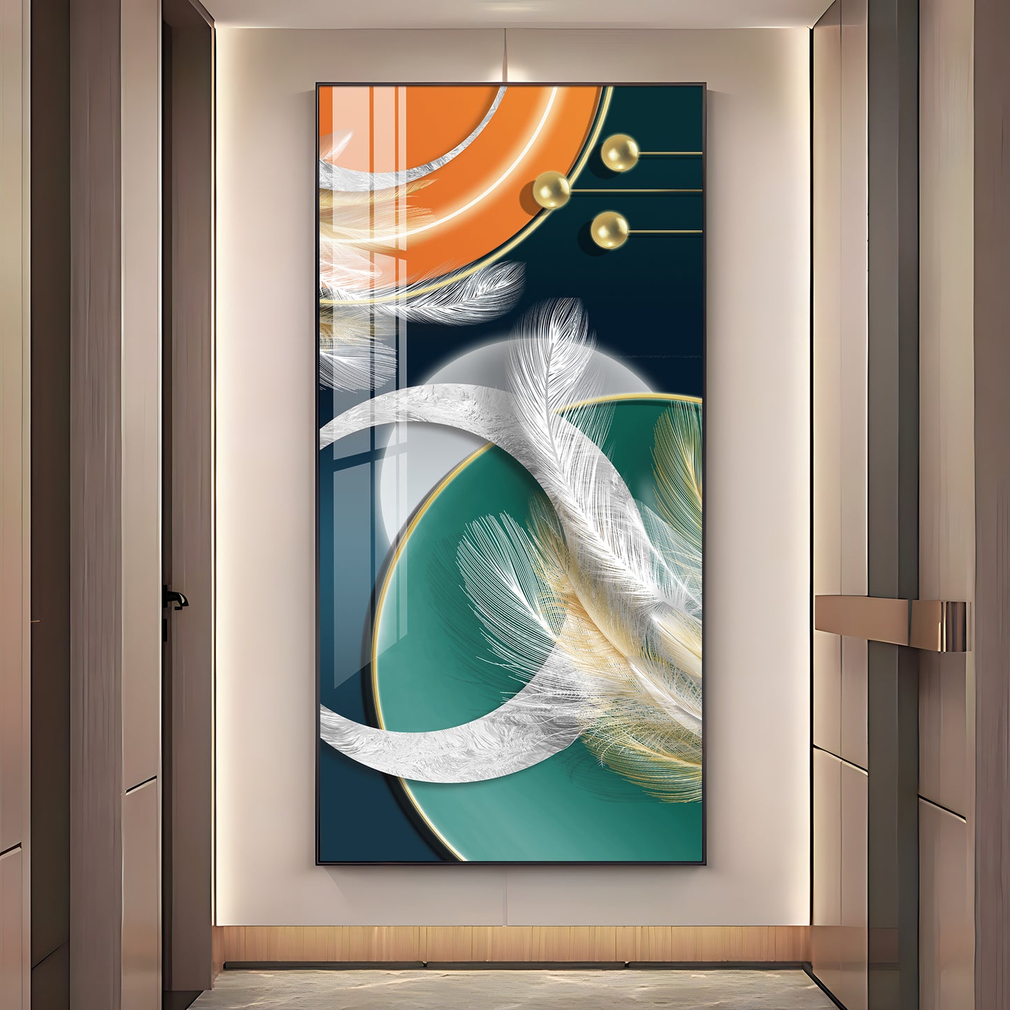 Feathers of Turquoise Premium Acrylic Vertical Wall Art