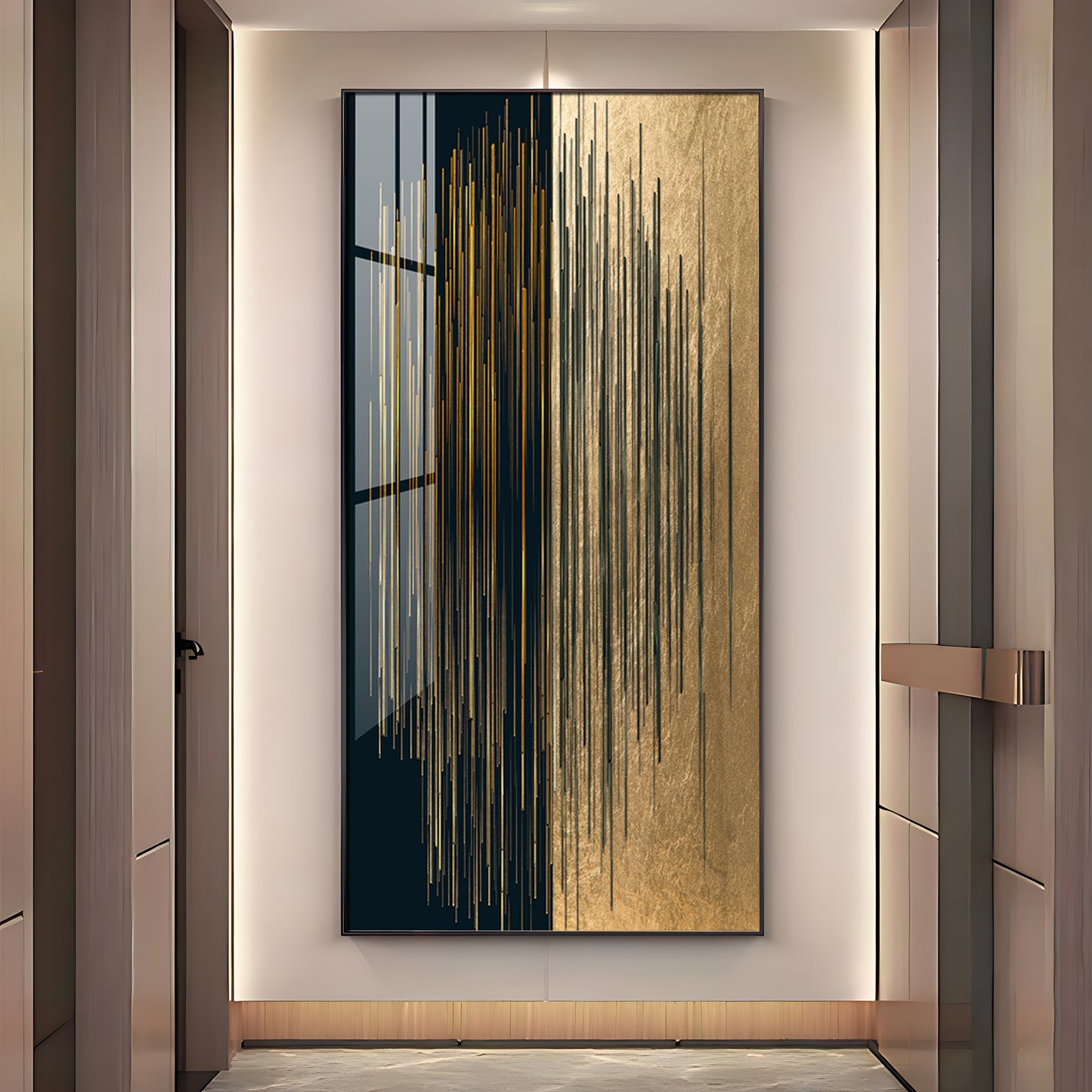 Black & Golden Textured Premium Acrylic Vertical Wall Art