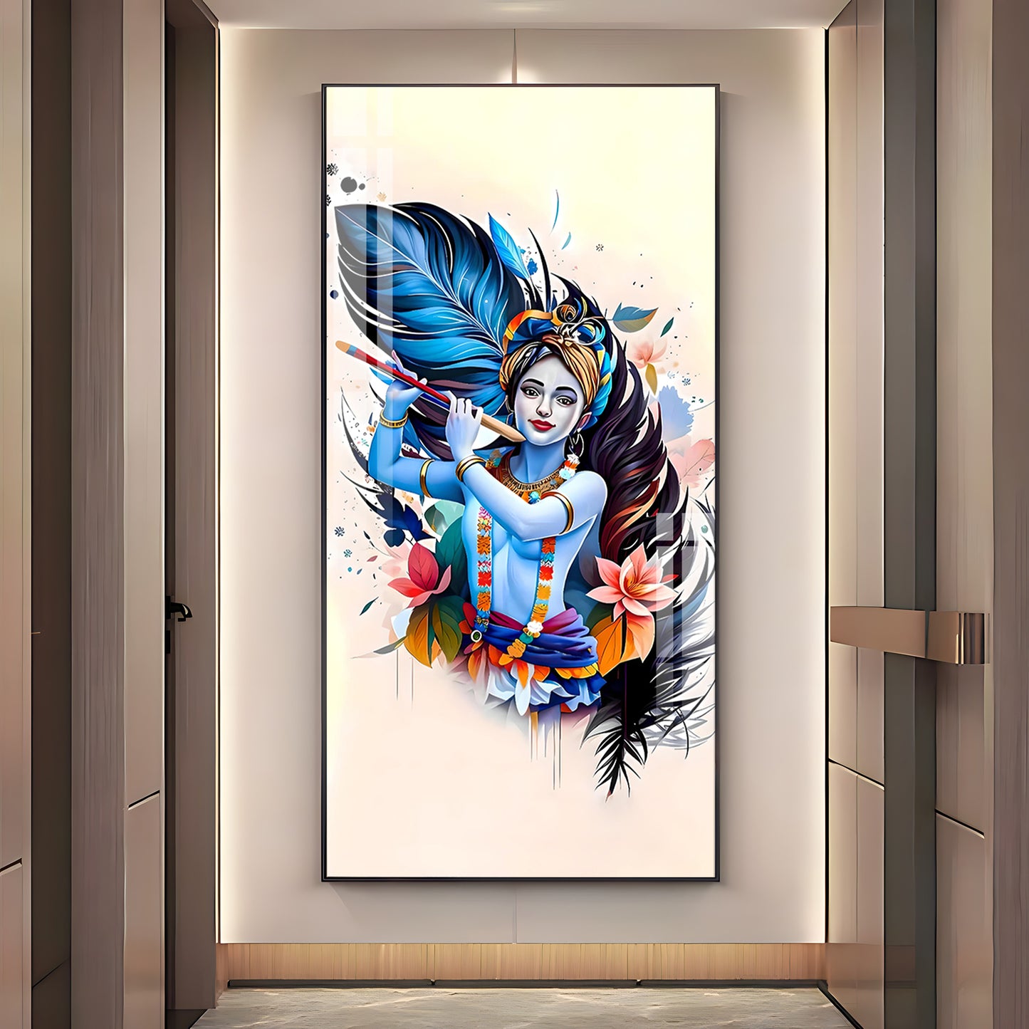 Colorful Krishna Premium Acrylic Vertical Wall Art