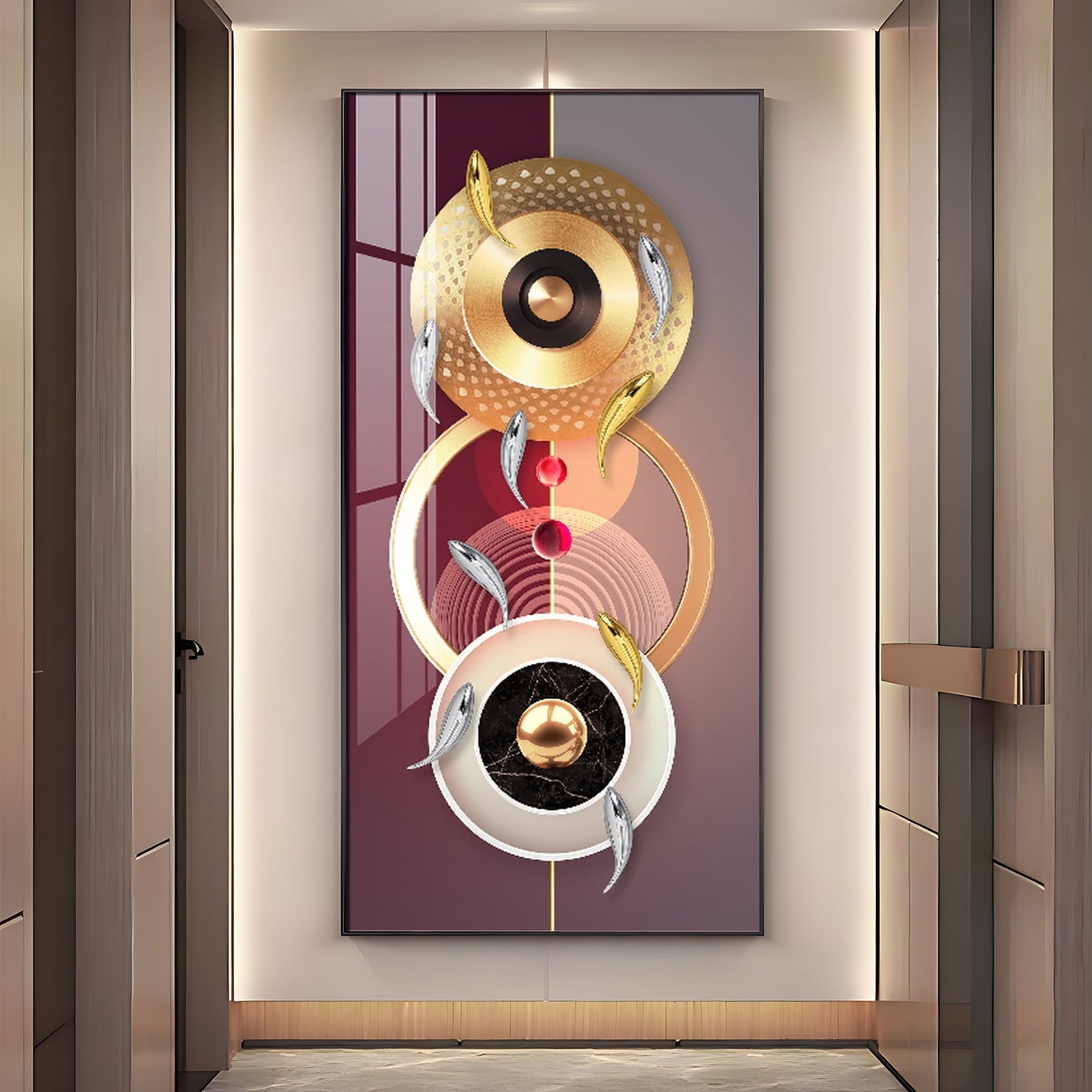 Glittering Koi Fish Premium Acrylic Vertical Wall Art