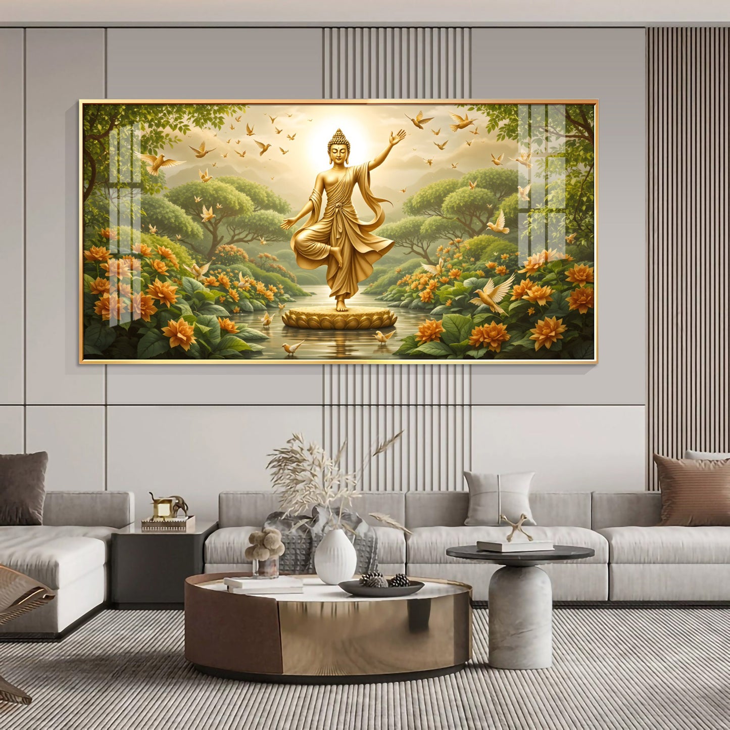 Buddha In Standing Premium Acrylic Horizontal Wall Art