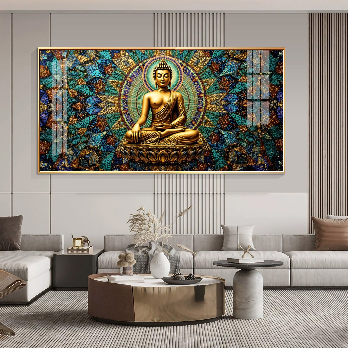 Buddha's Warm Embrace Premium Acrylic Horizontal Wall Art