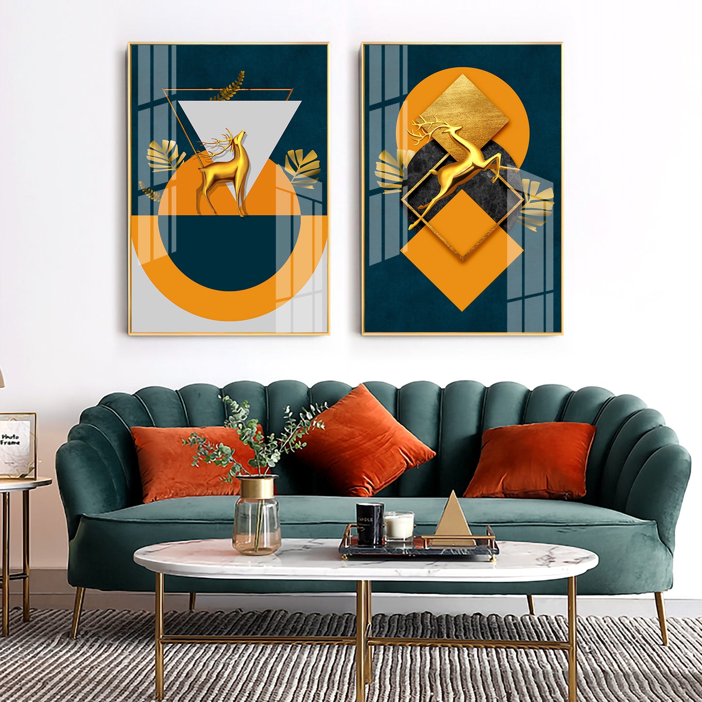 Geometric Splendor Premium Acrylic Vertical Wall Art (Set Of 2)