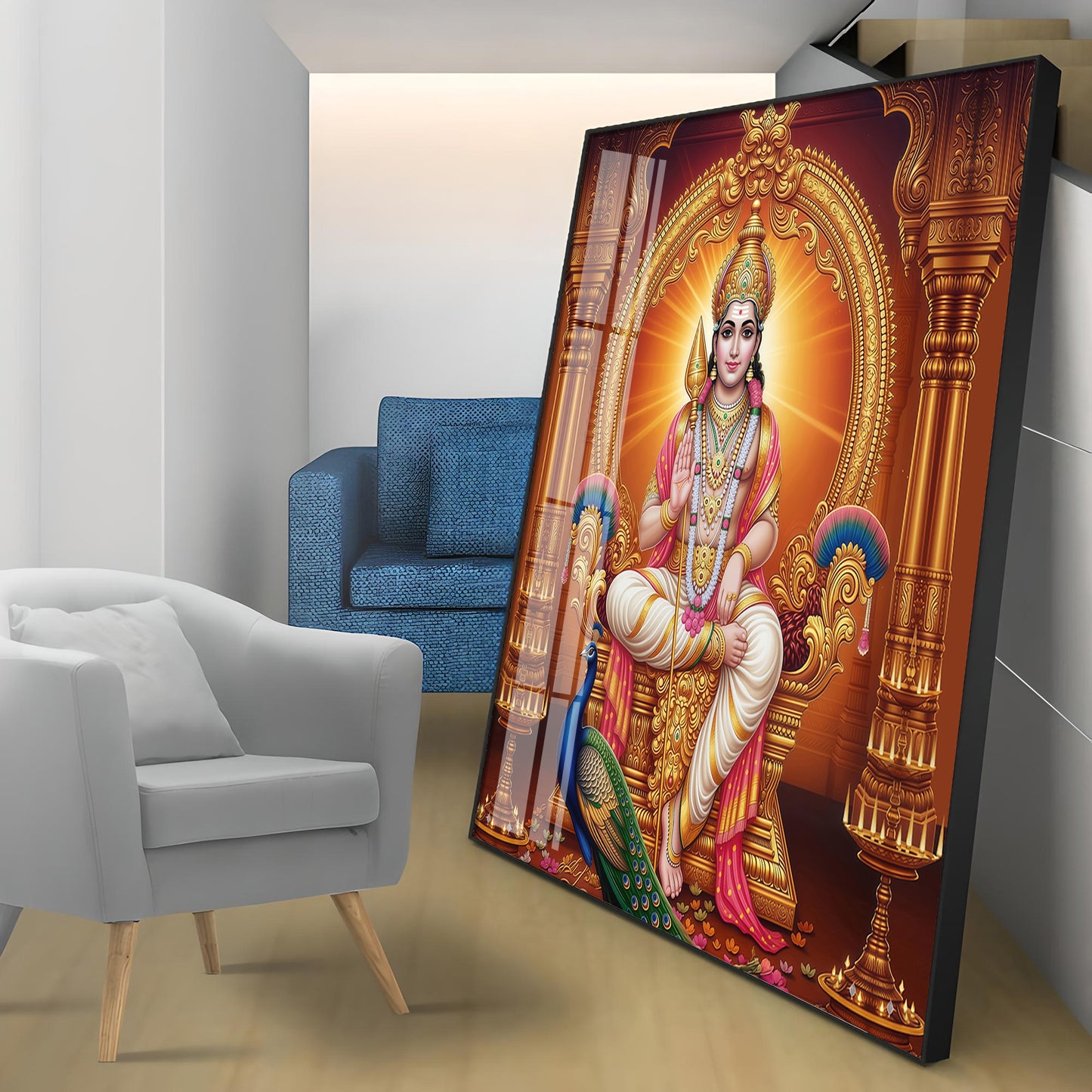 Lord Murugan and His Blessings Premium Acrylic Square Wall Art