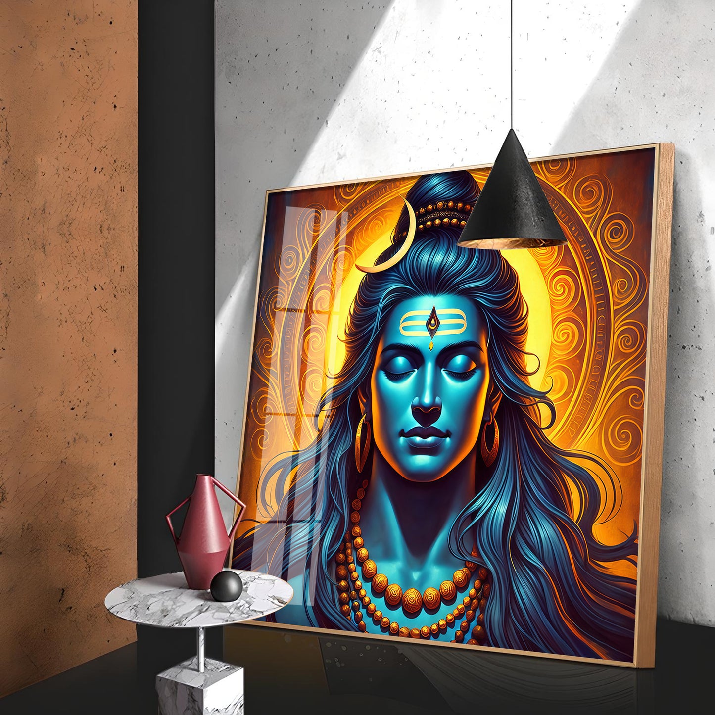 Shiv Bhole Baba Premium Acrylic Square Wall Art