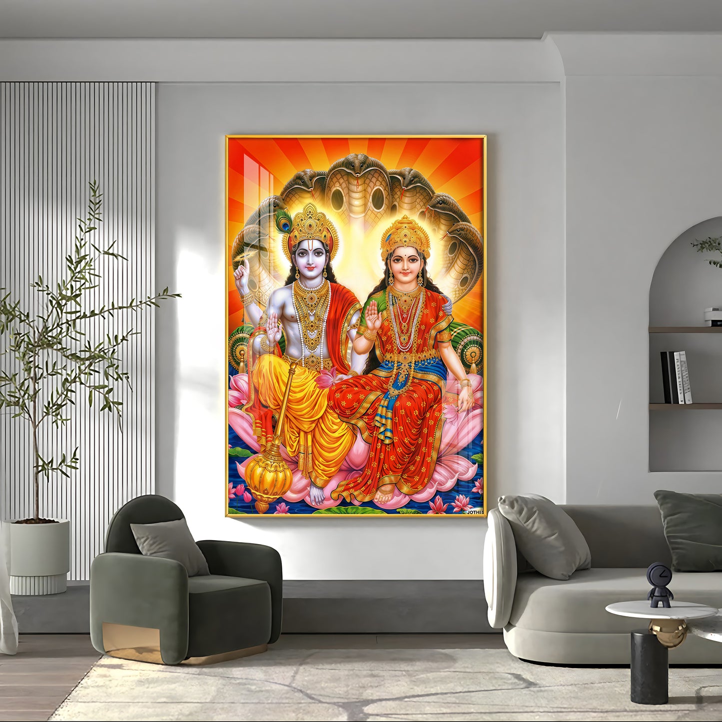 Laxmi Narayan Premium Acrylic Vertical Wall Art