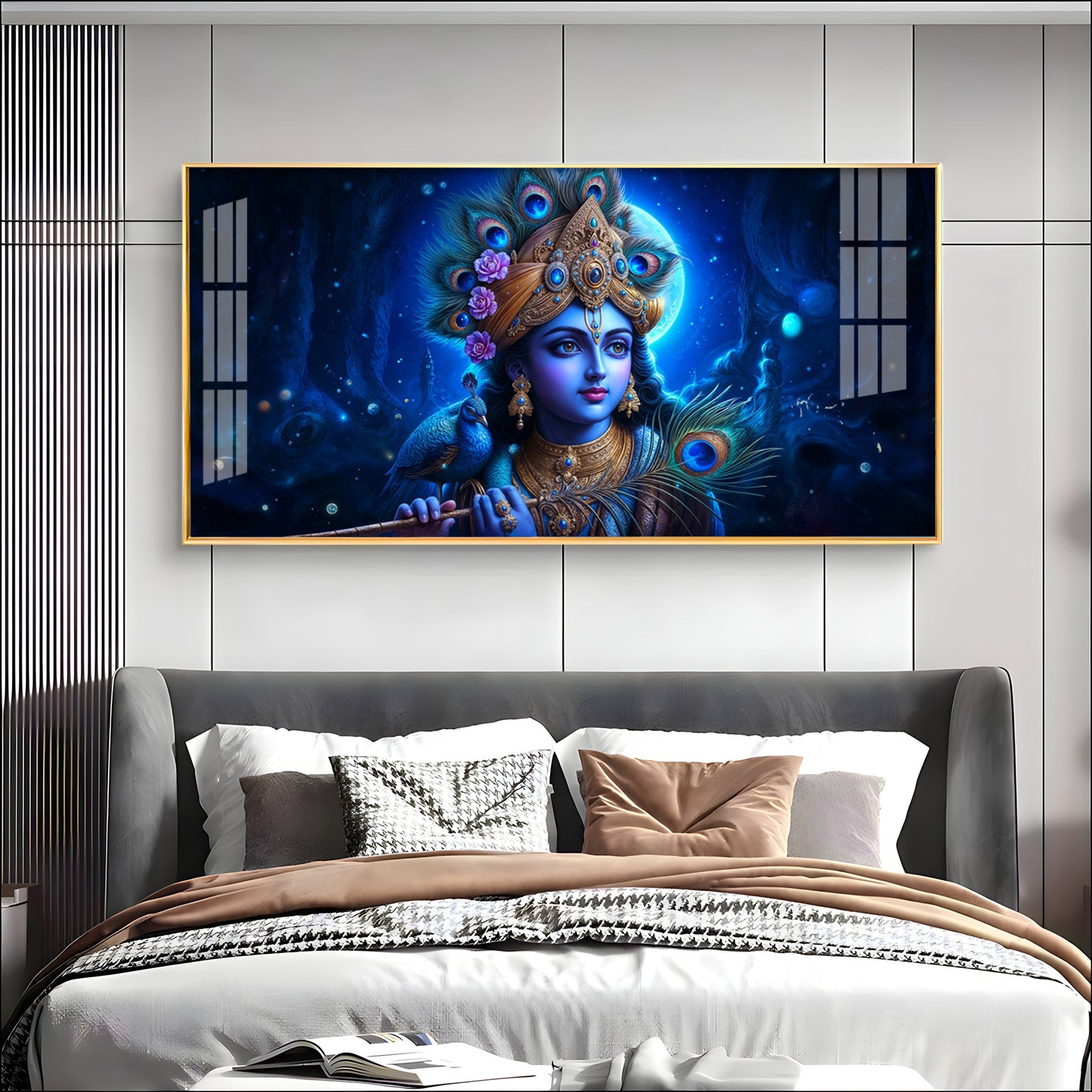 Lord Krishna Bliss Premium Acrylic Horizontal Wall Art