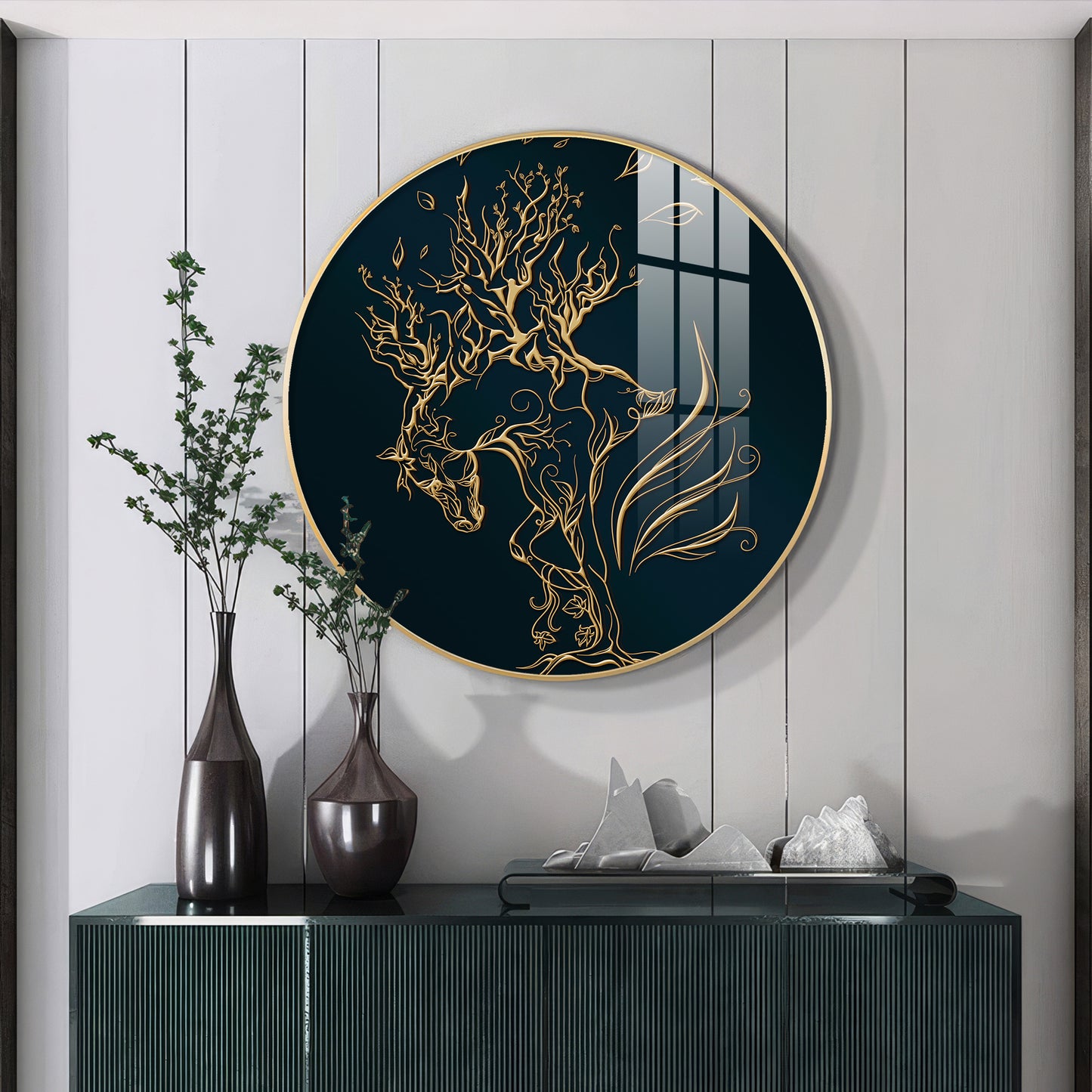 Golden Halo Premium Acrylic Round Wall Art