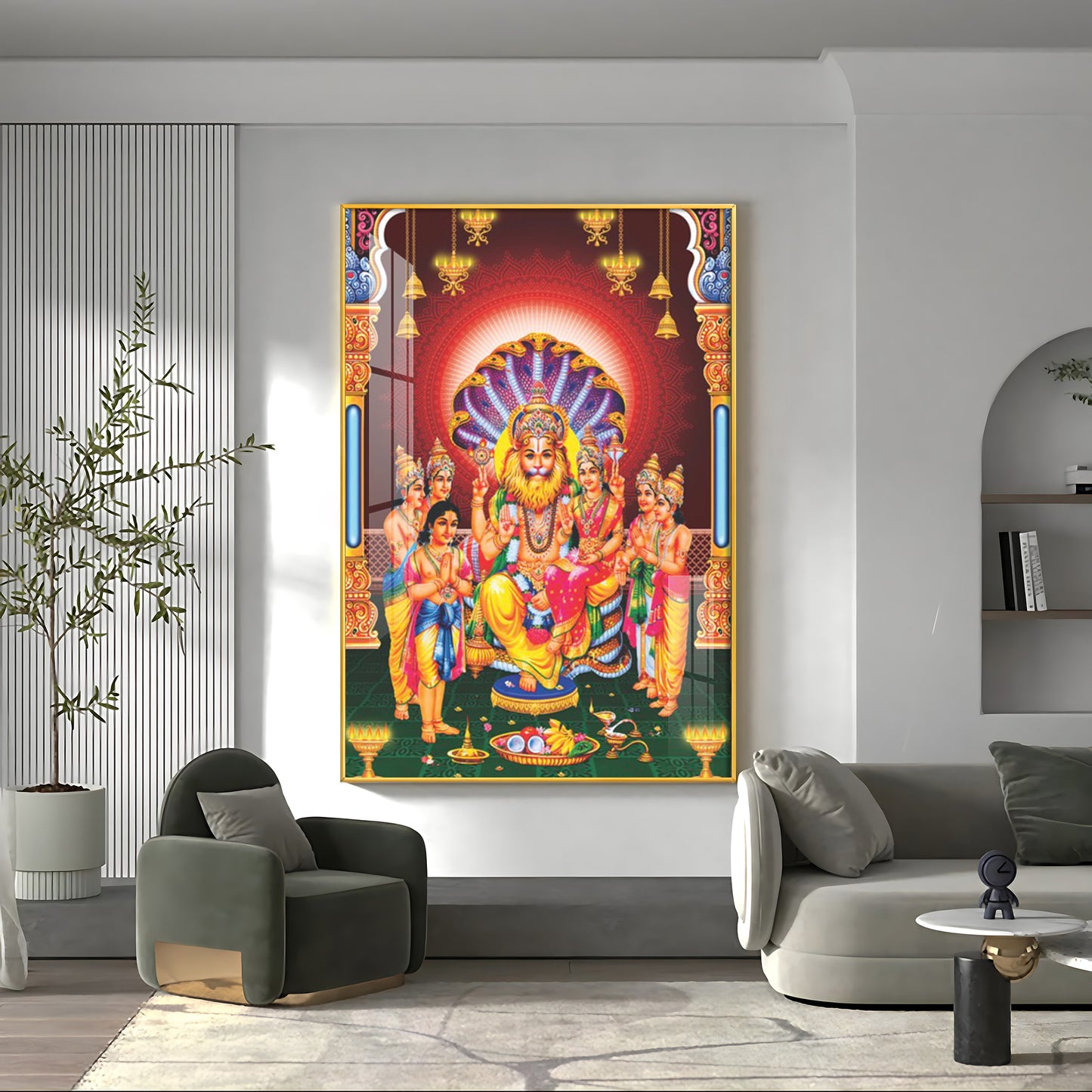 Lakshmi Narasimha Premium Acrylic Vertical Wall Art