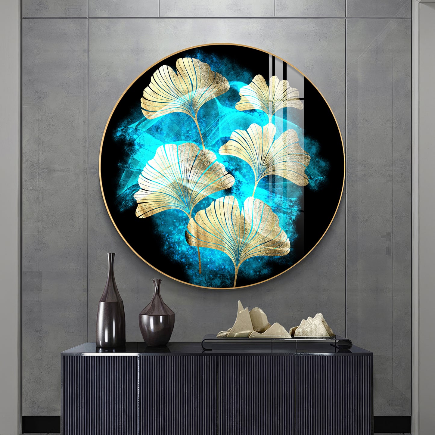 Leaf Medley Premium Acrylic Round Wall Art