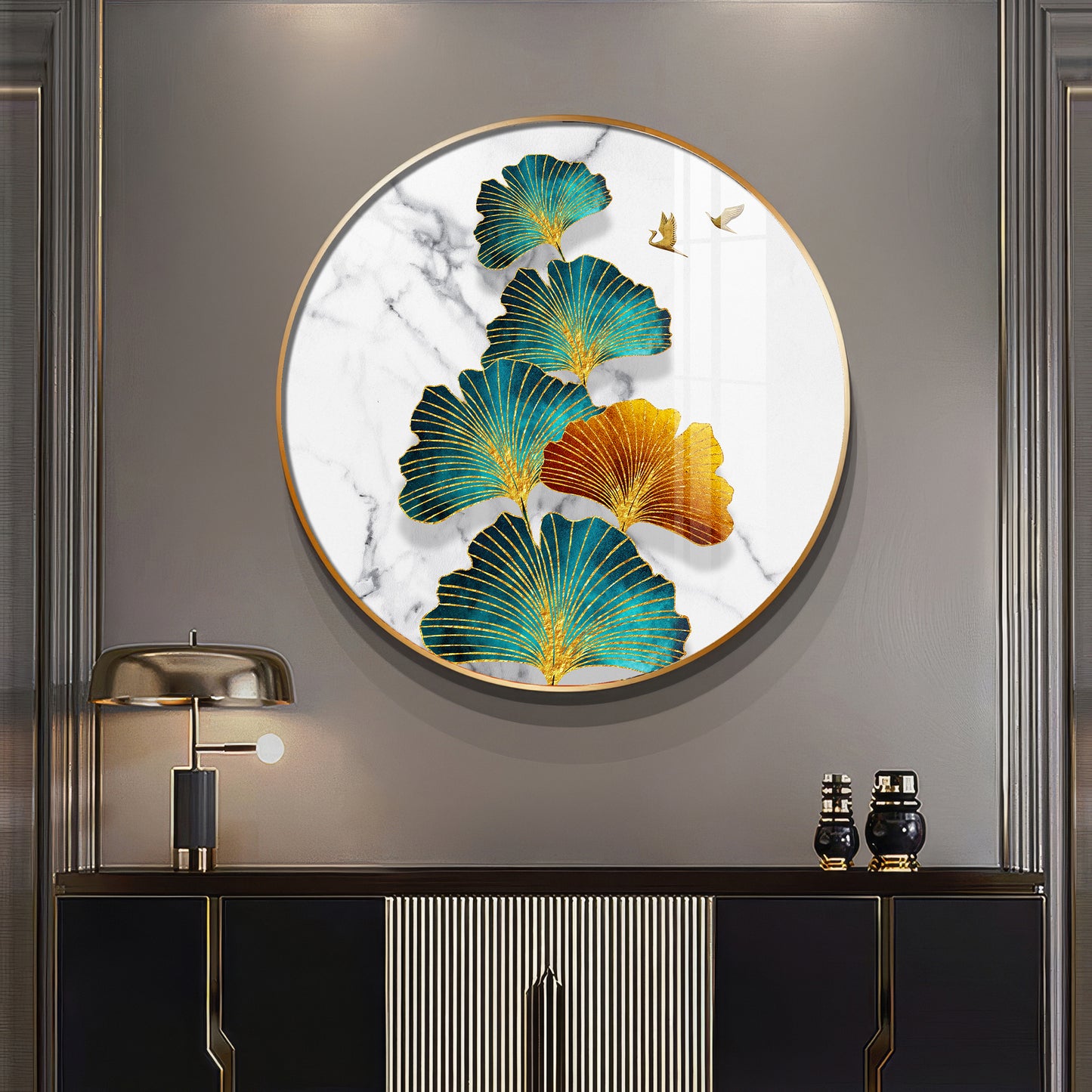 Leaf of Serenity Premium Acrylic Round Wall Art