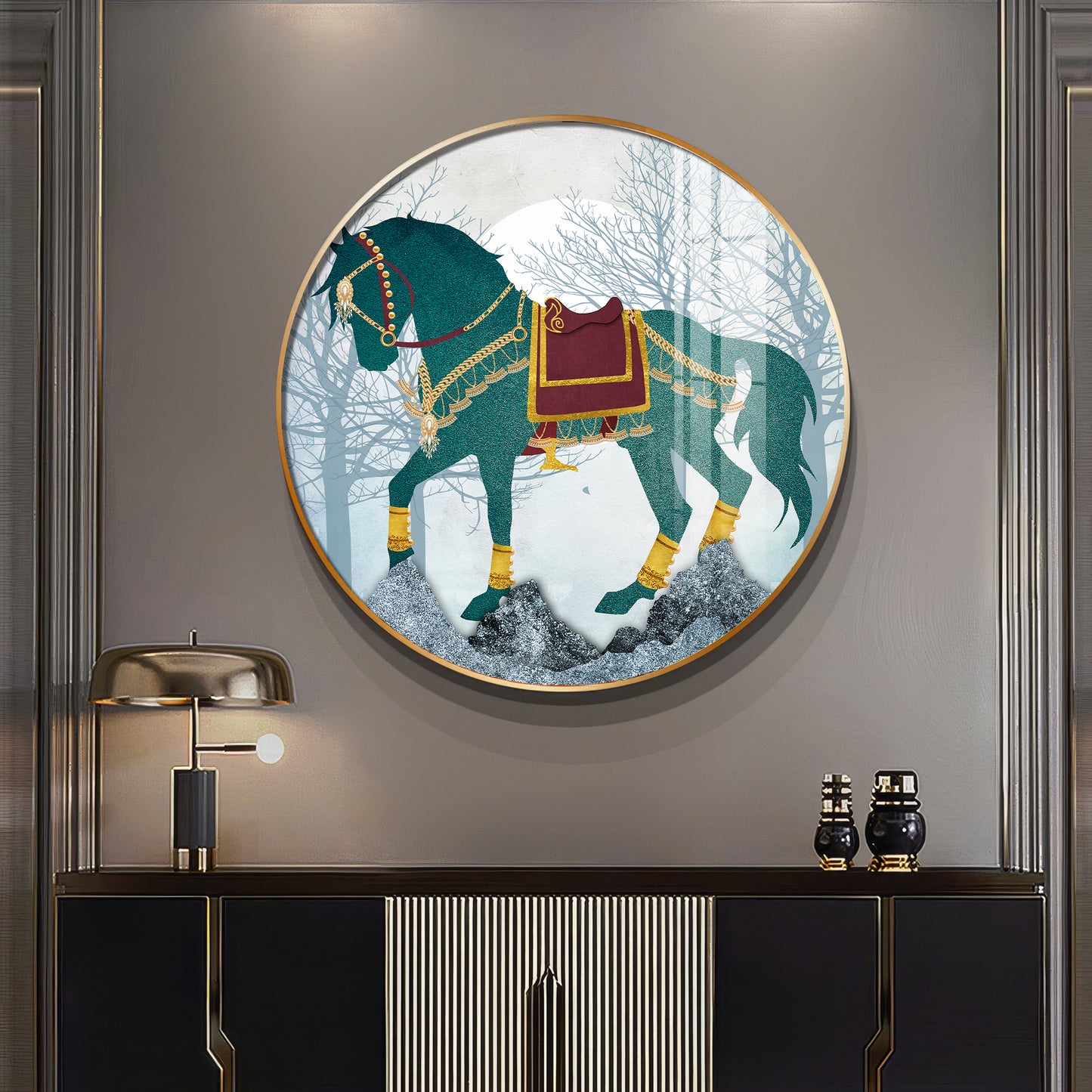 Horse Haven Premium Acrylic Round Wall Art