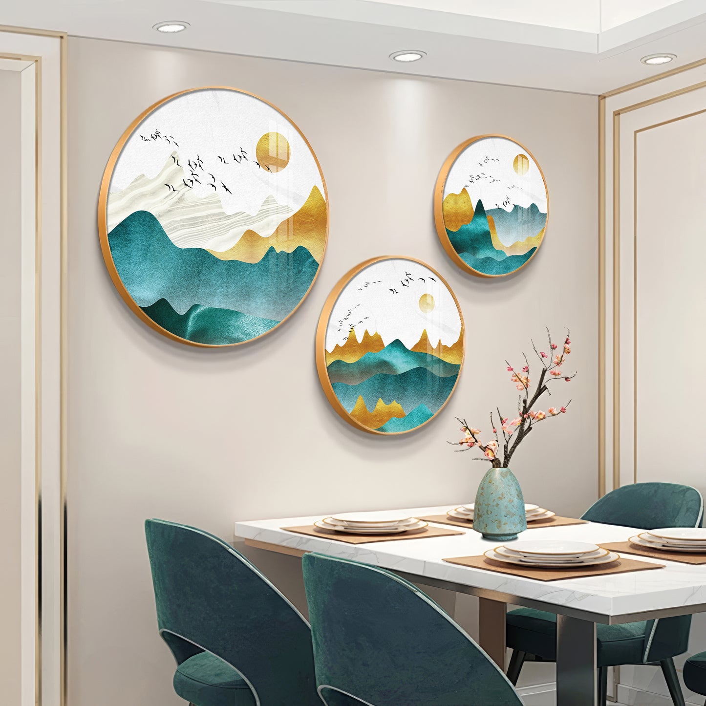 Mountain Scenery Premium Acrylic Round Wall Art (Set of 3)