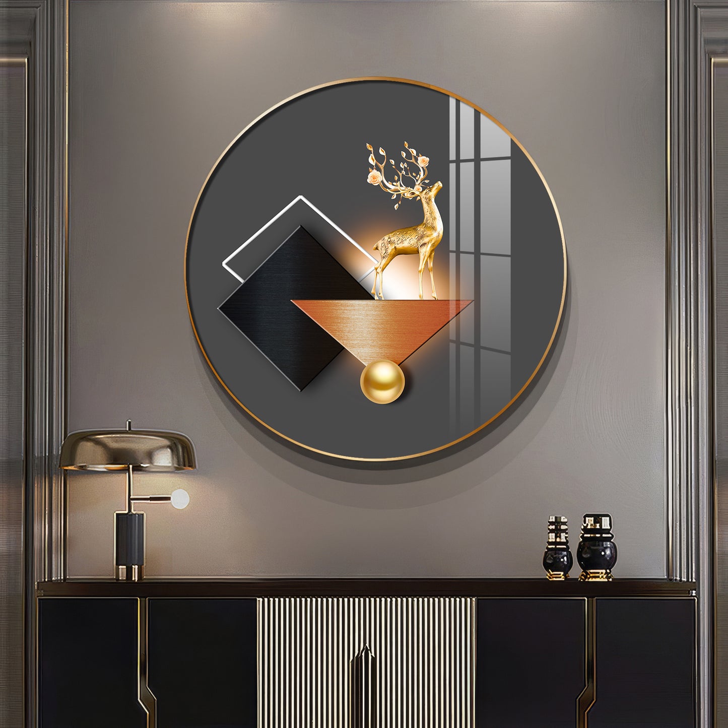 Antler Aesthetic Premium Acrylic Round Wall Art