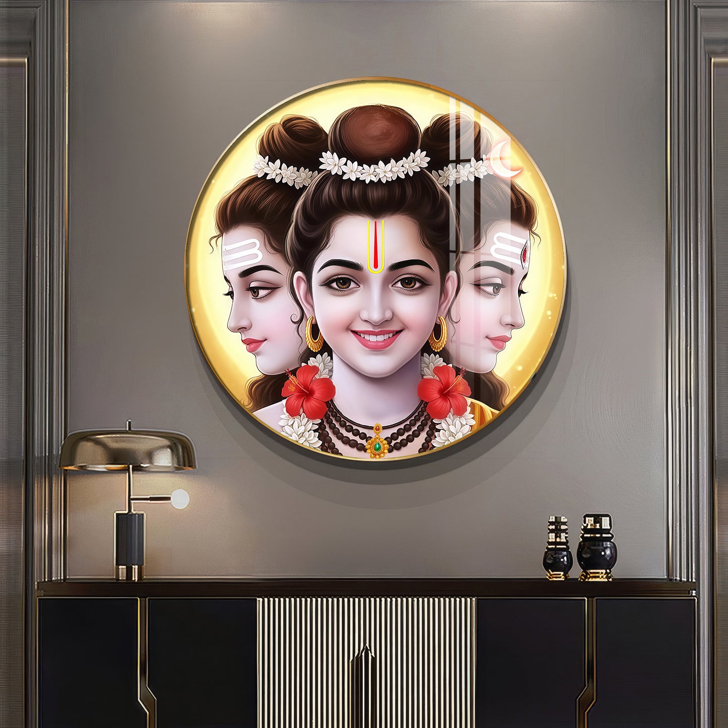 Gurudev Datt Premium Acrylic Round Wall Art