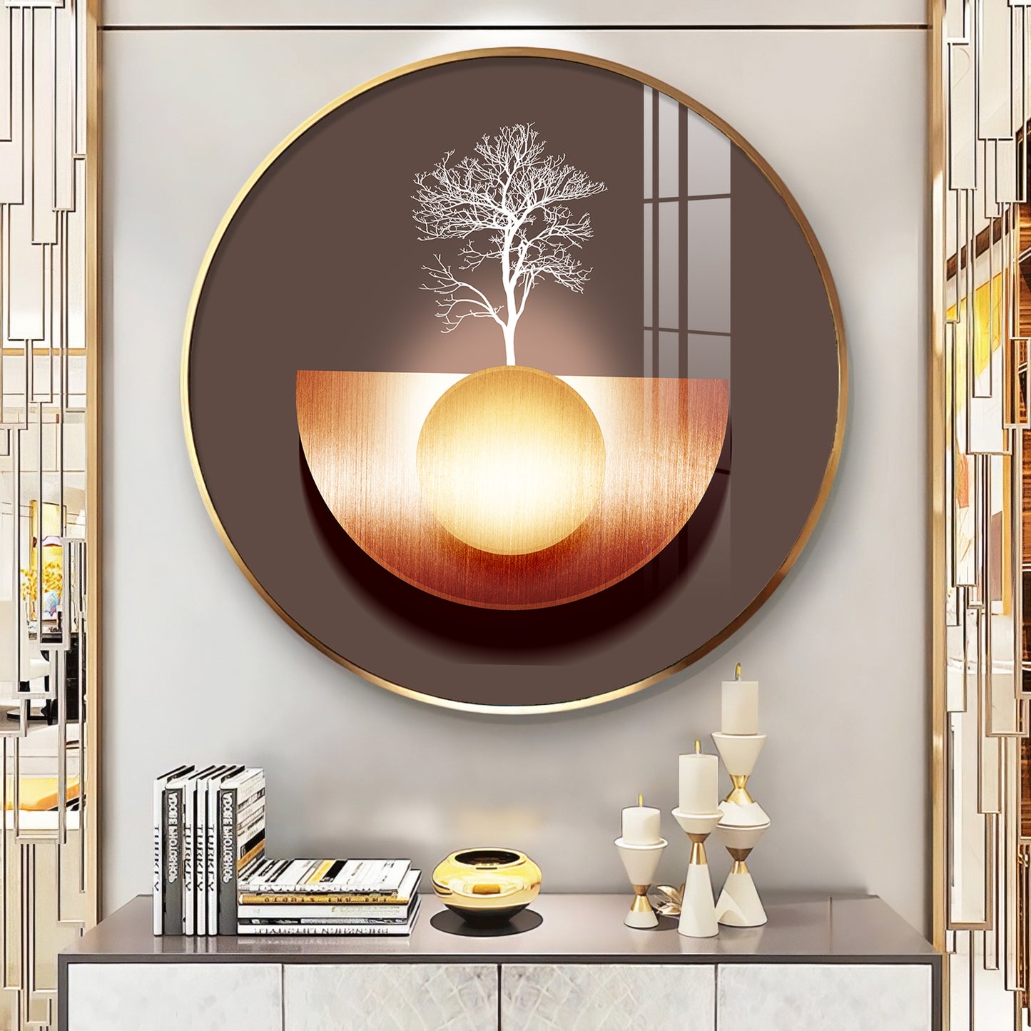 Reflective Arbor Premium Acrylic Round Wall Art