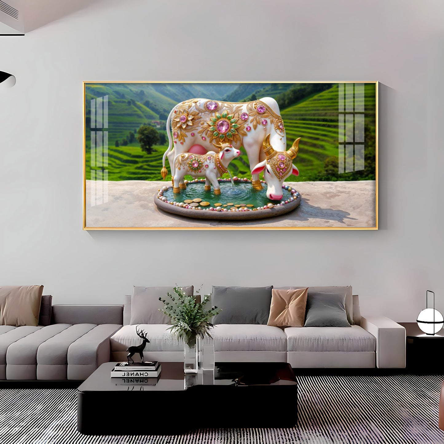 Holy Kamdhenu Premium Acrylic Horizontal Wall Art