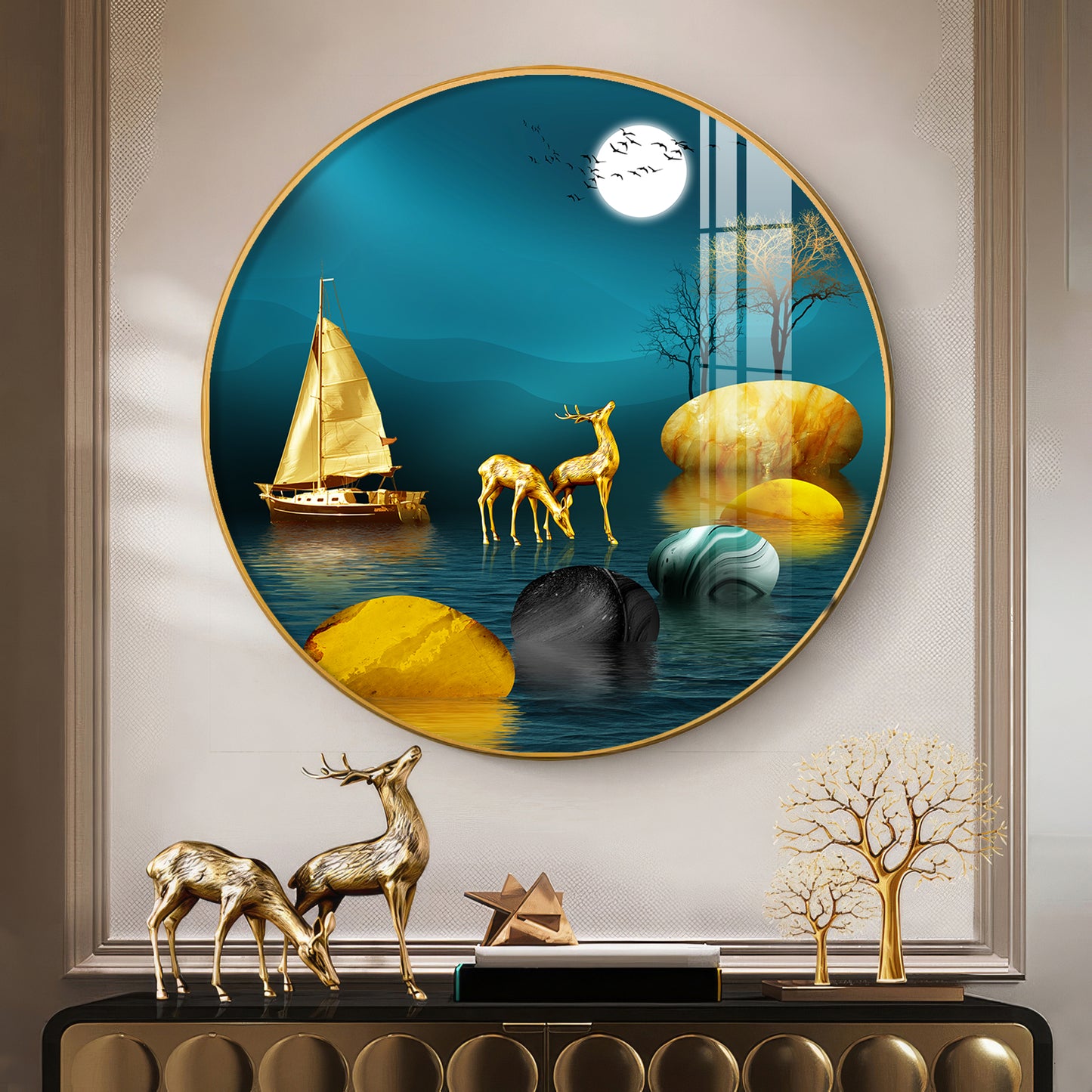 Echoes Of Nature Premium Acrylic Round Wall Art