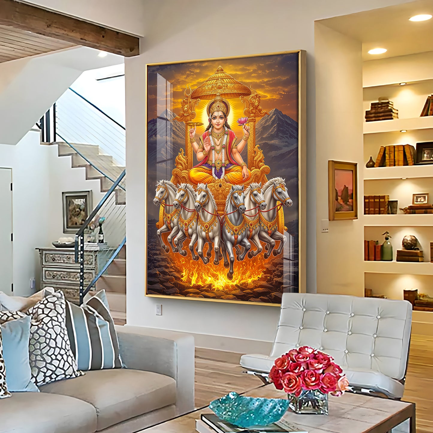 Divine Surya Dev Premium Acrylic Vertical Wall Art