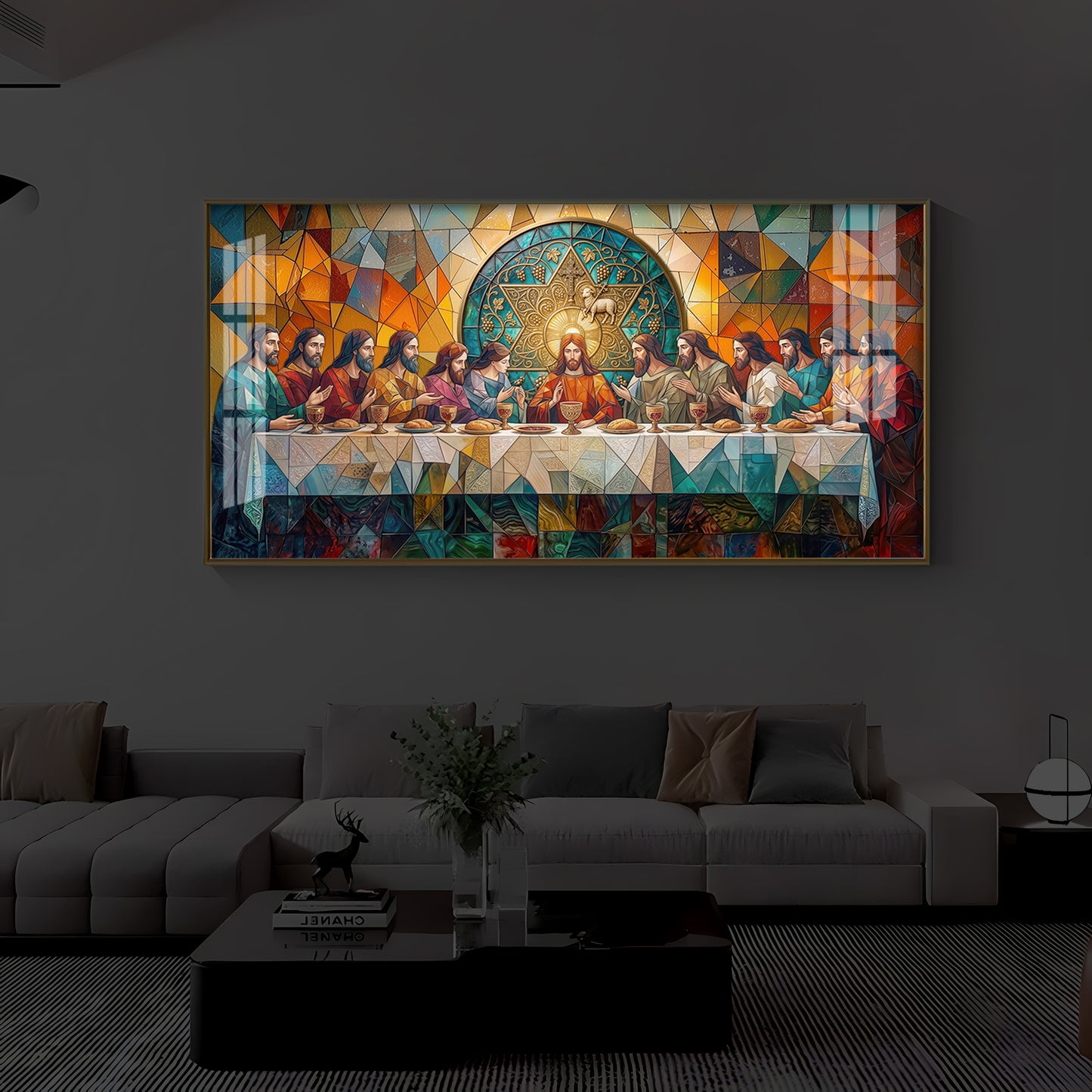 The last Supper Modern Luxury Backlight Horizontal Wall Art