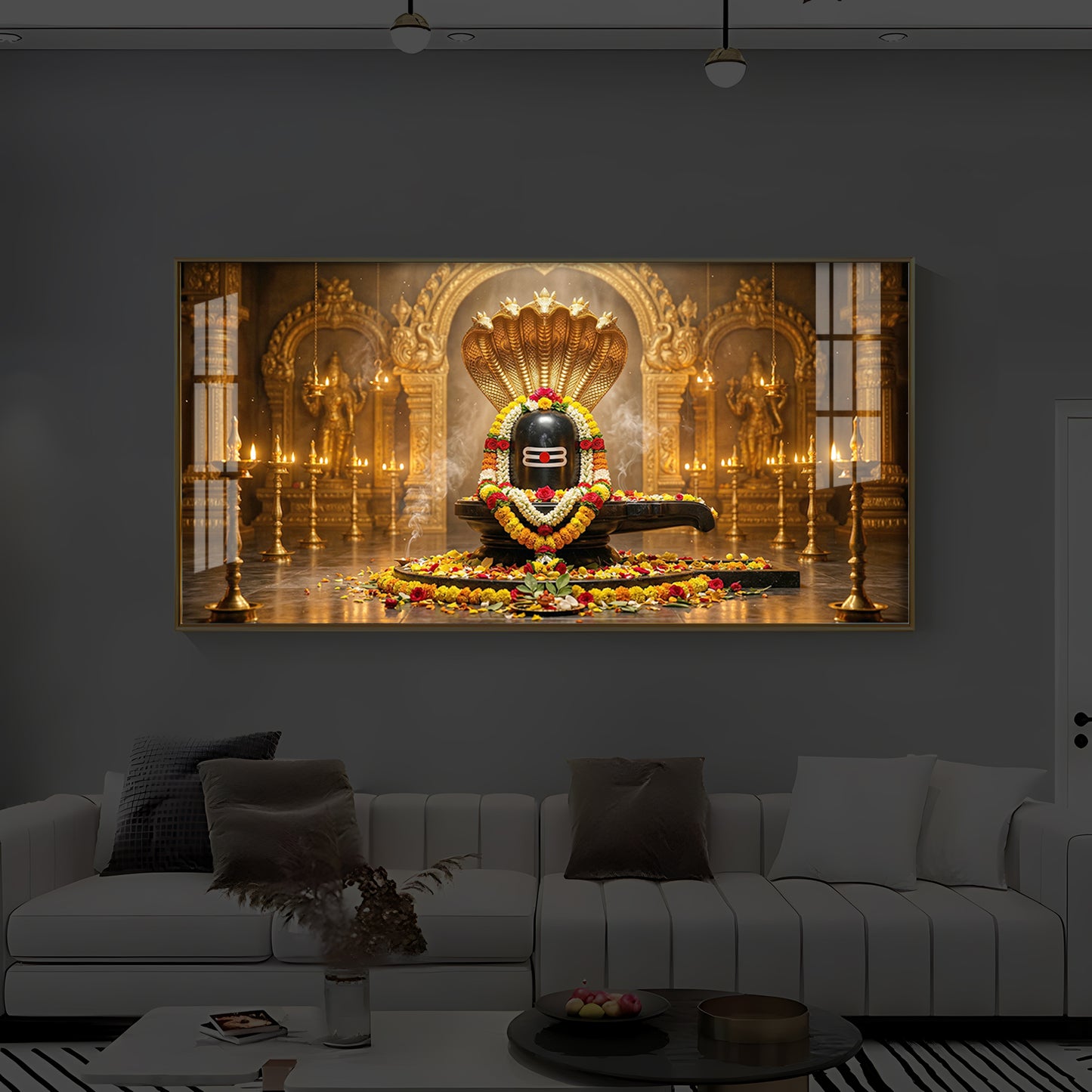 Bholenath Ji Modern Luxury Backlight Horizontal Wall Art