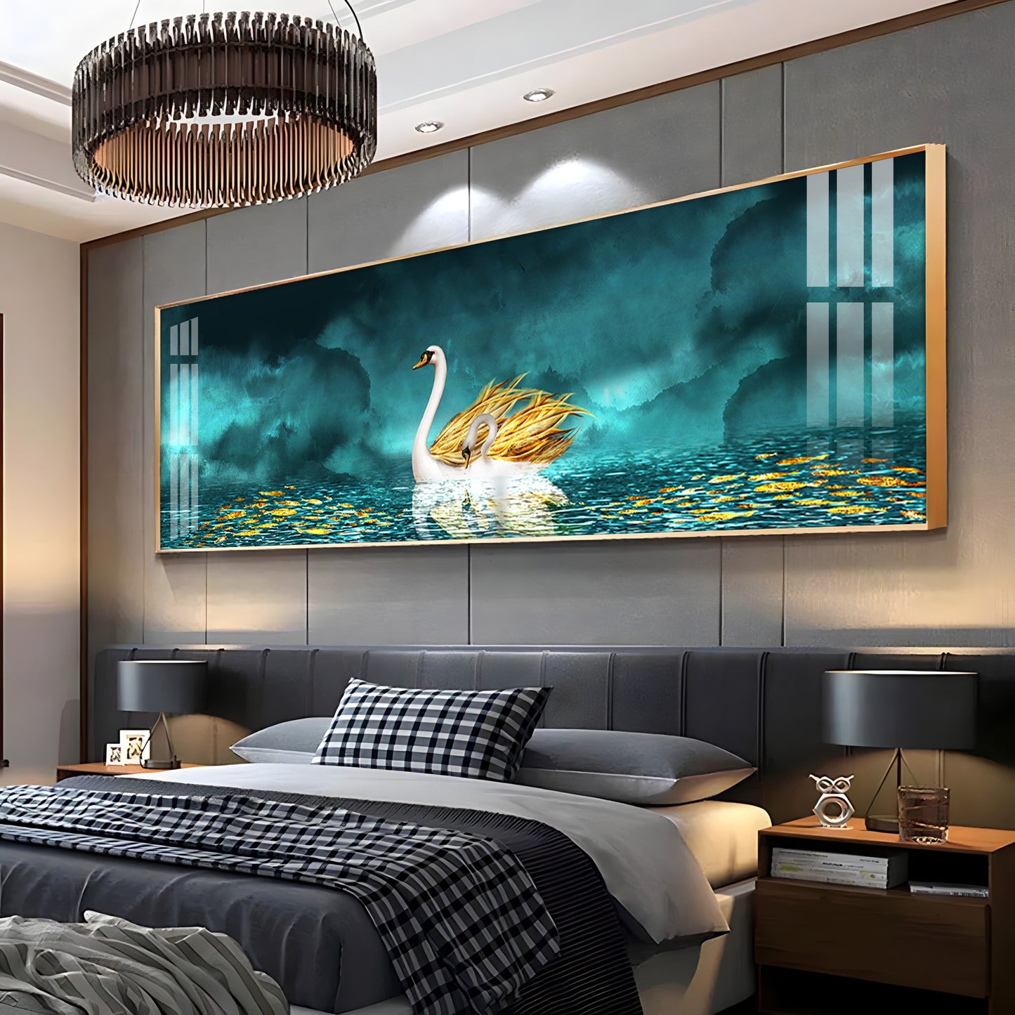 Serene Swan Drift Premium Acrylic Horizontal Wall Art