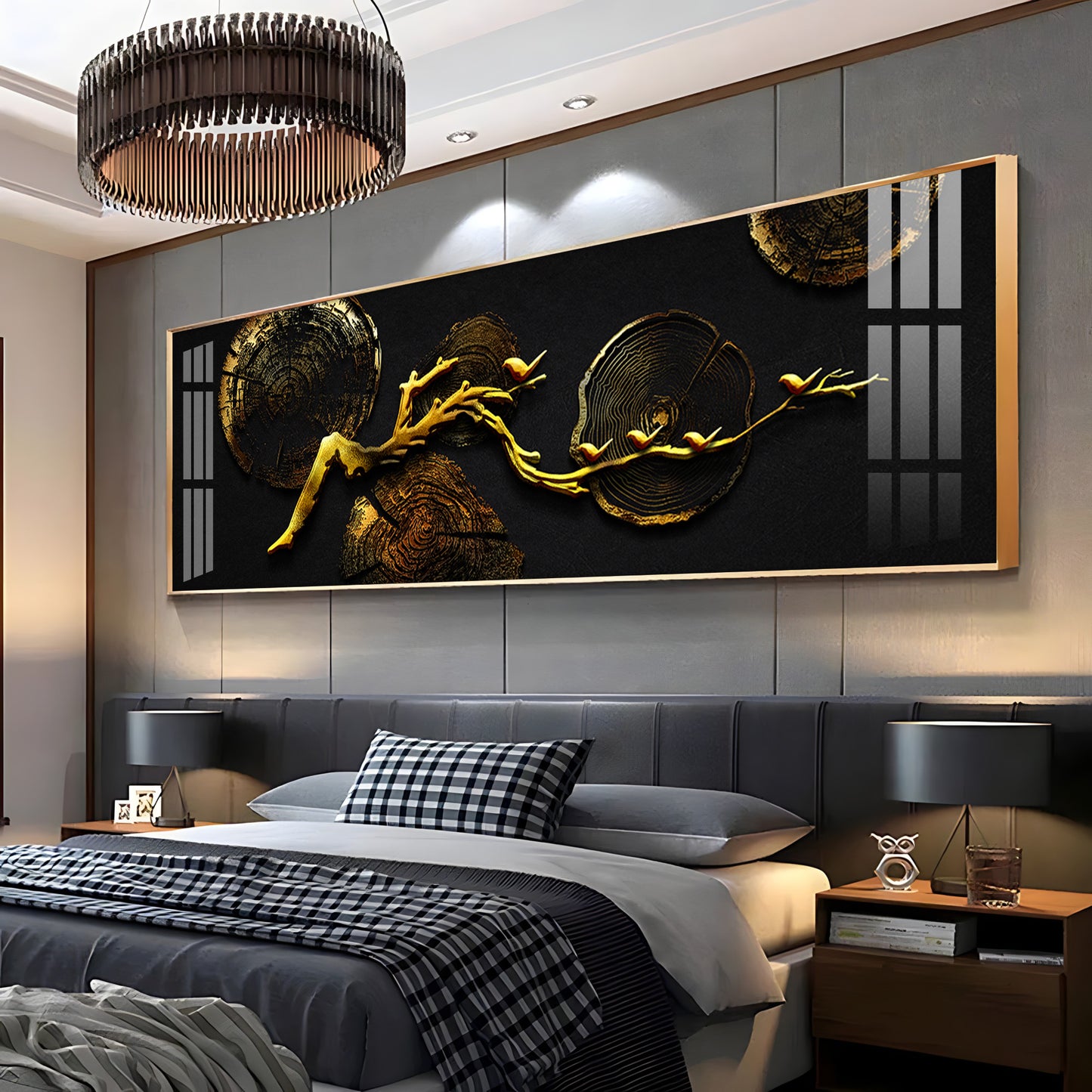 Elegant Golden Color Design Premium Acrylic Horizontal Wall Art