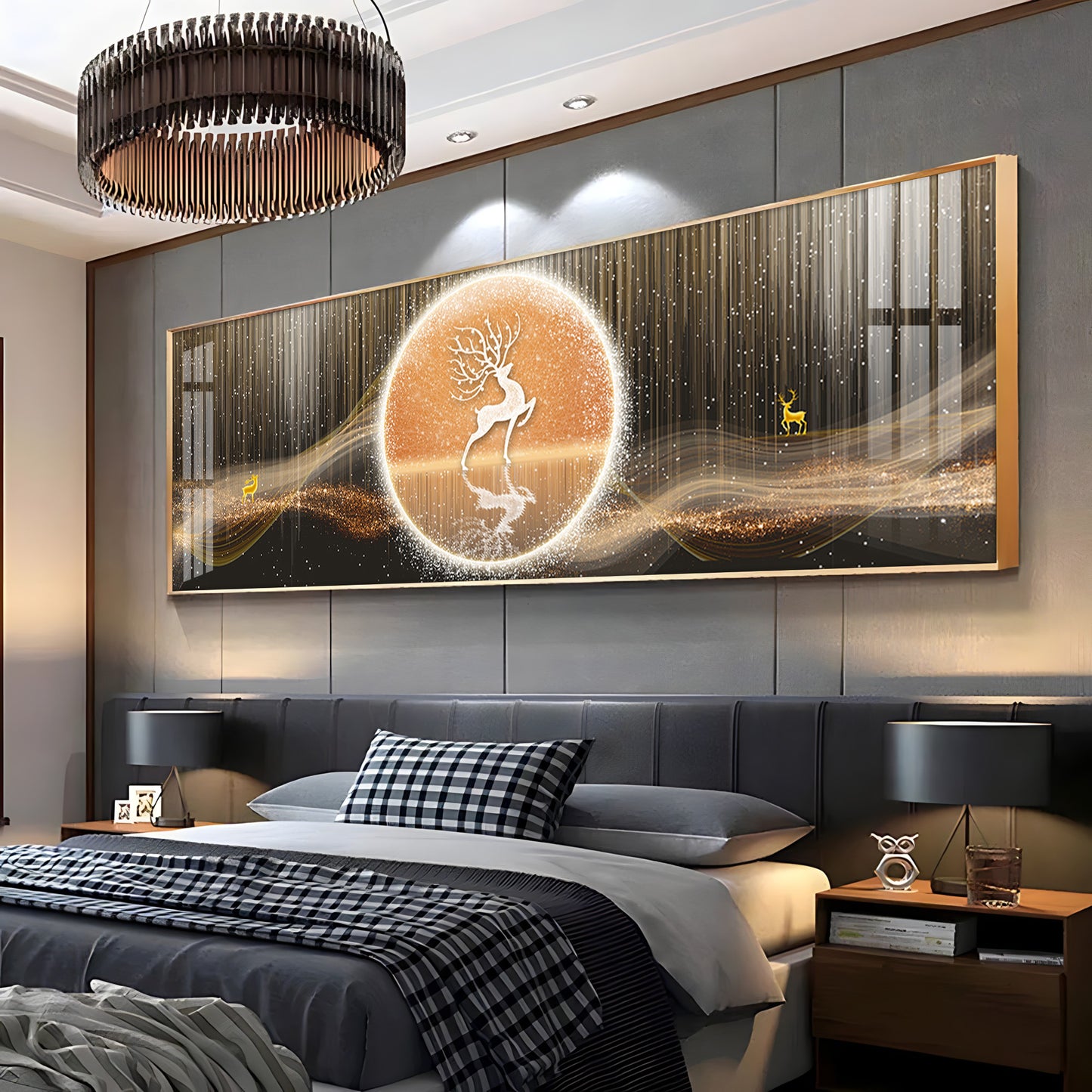 Deer In The Golden Halo Premium Acrylic Horizontal Wall Art
